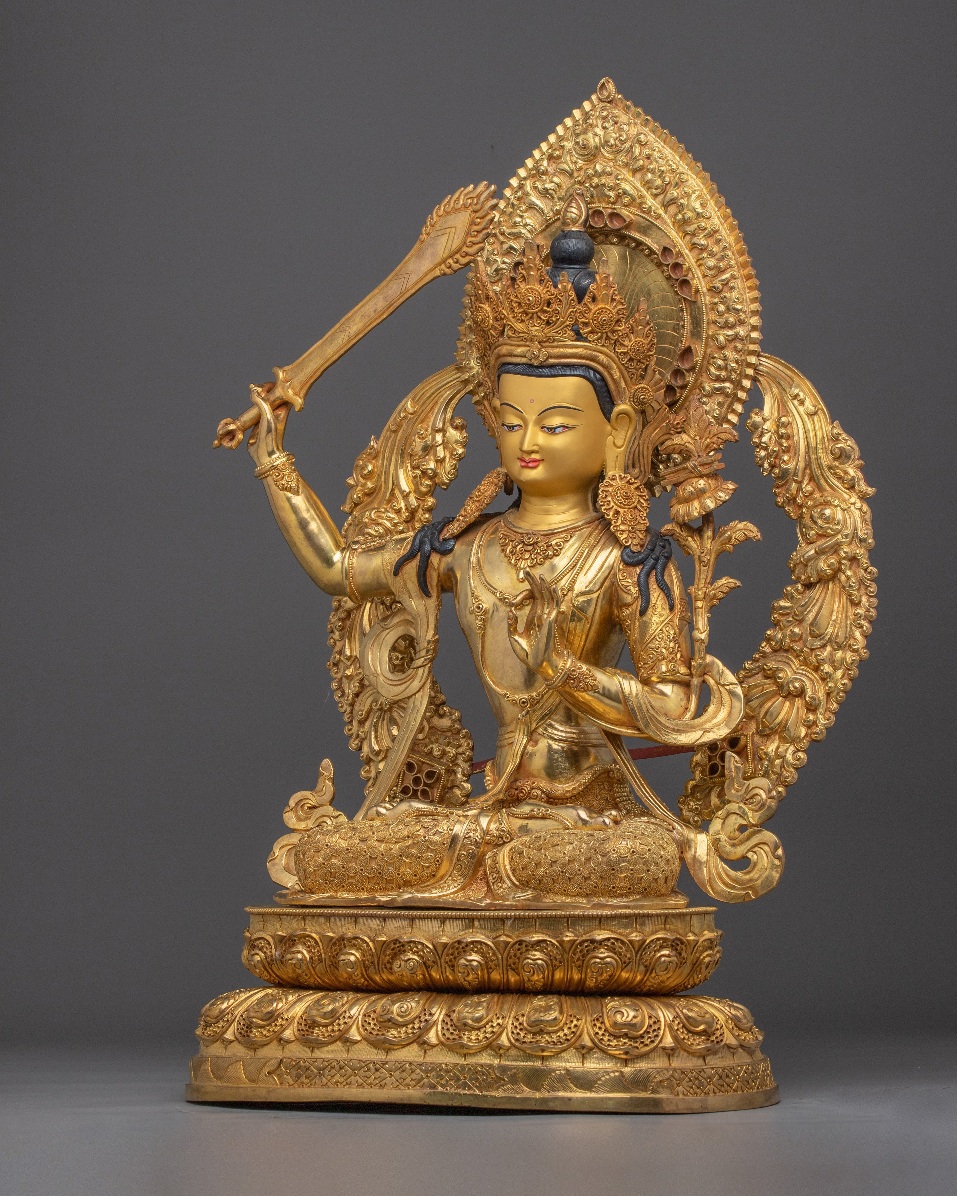 Tibetan Wisdom Bodhisattva Manjushri Figurine | Himalayan Buddhism Art