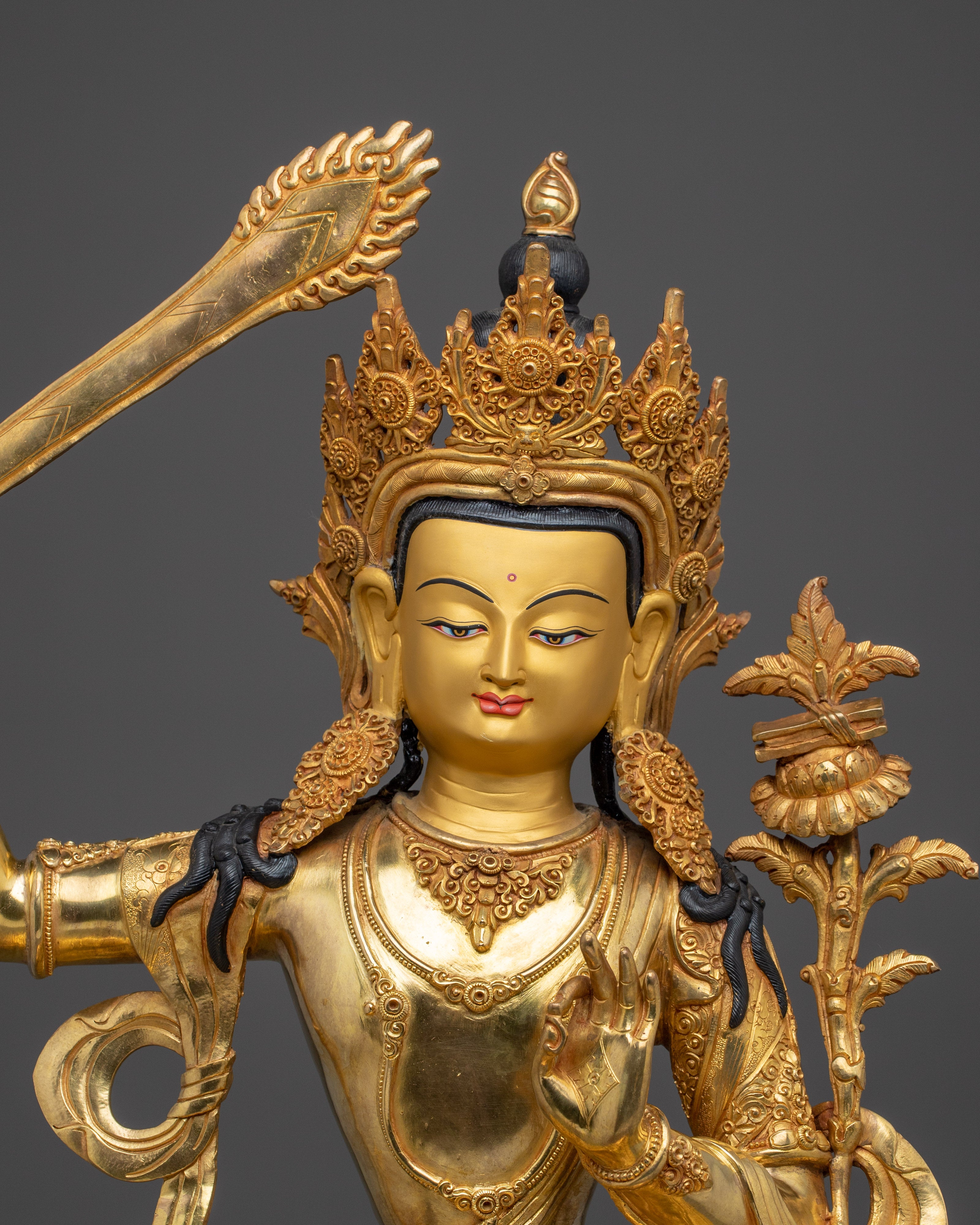 Tibetan Wisdom Bodhisattva Manjushri Figurine | Himalayan Buddhism Art