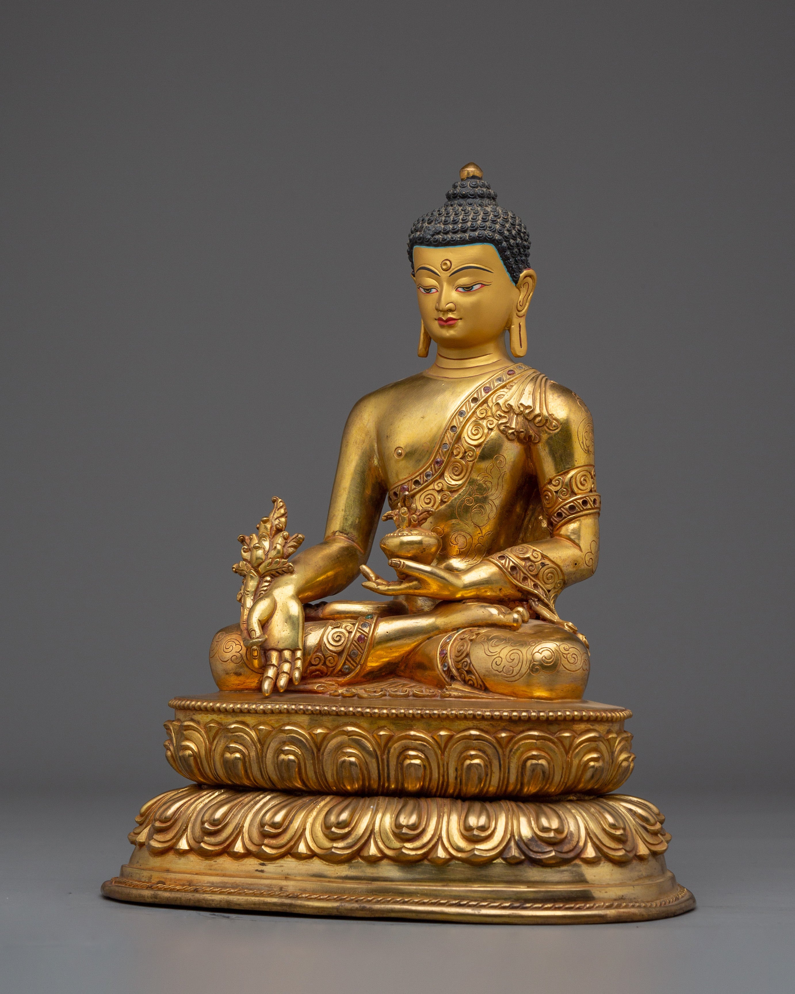 Buddhist healing Icon Medicine Buddha | Golden Spiritual Artwork