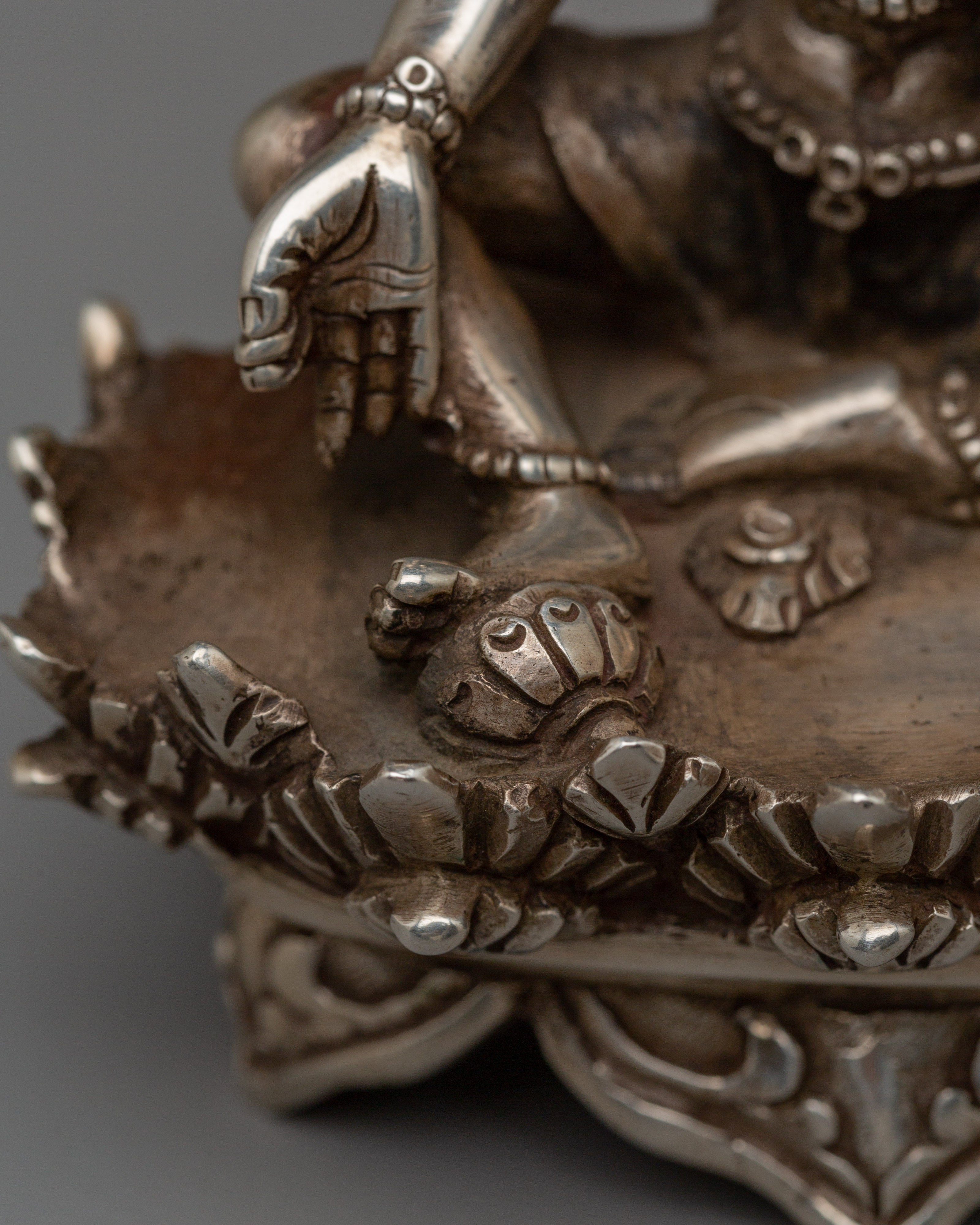 Handmade 92% Pure Silver Green Tara Statue | Mother of Liberation