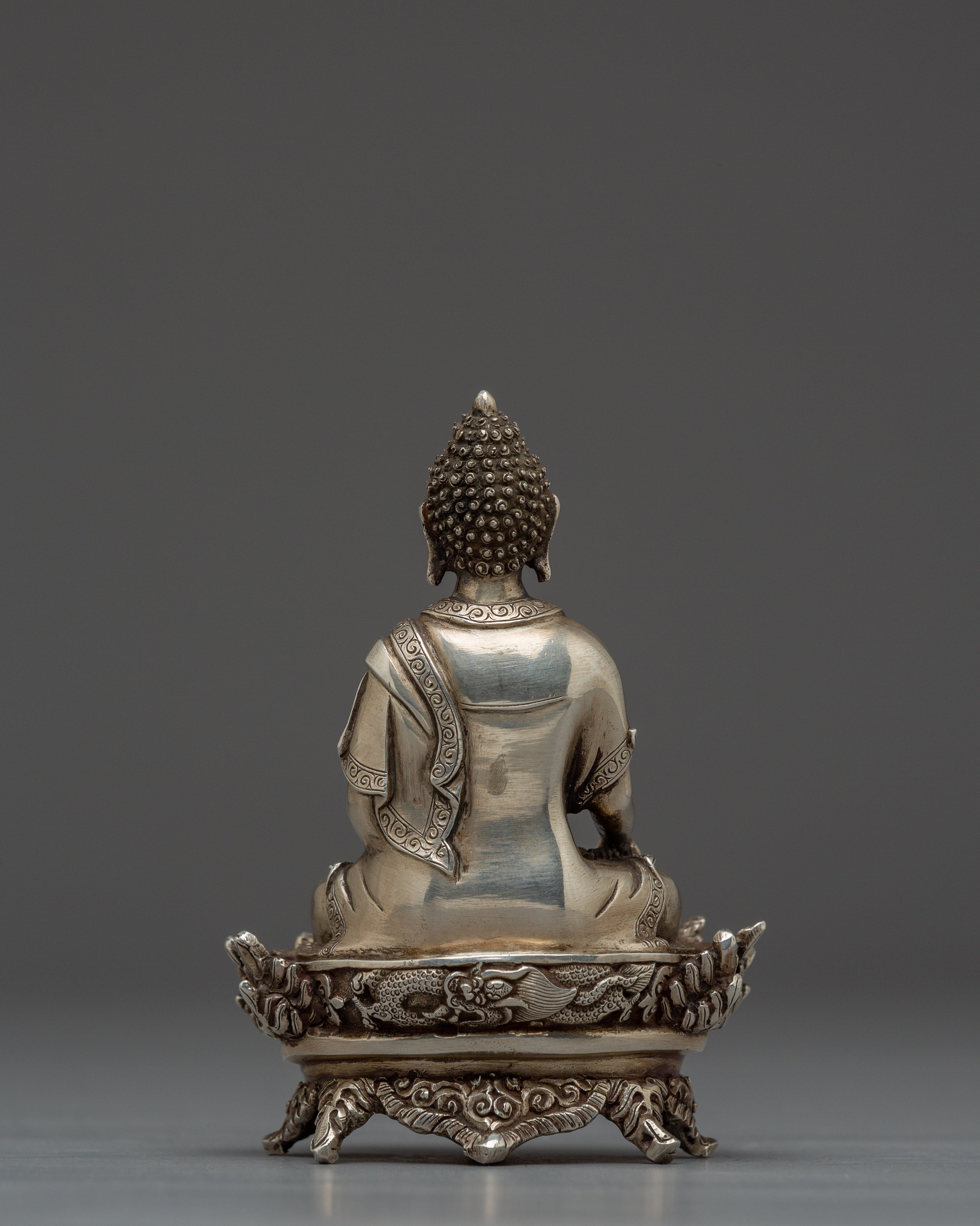Silver Gautama Buddha Statue | Dharma Teacher Shakyamuni Buddha