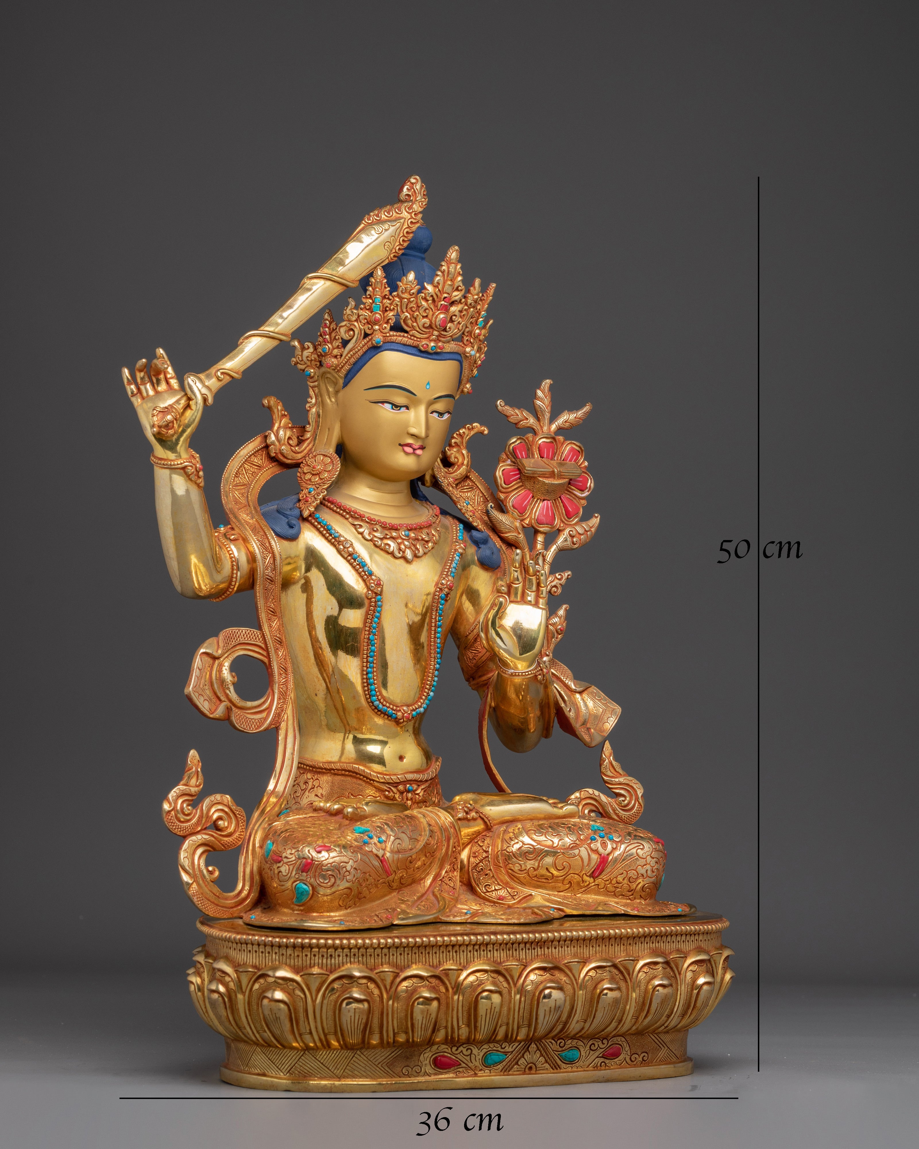 Golden Radiant Manjushri Statue