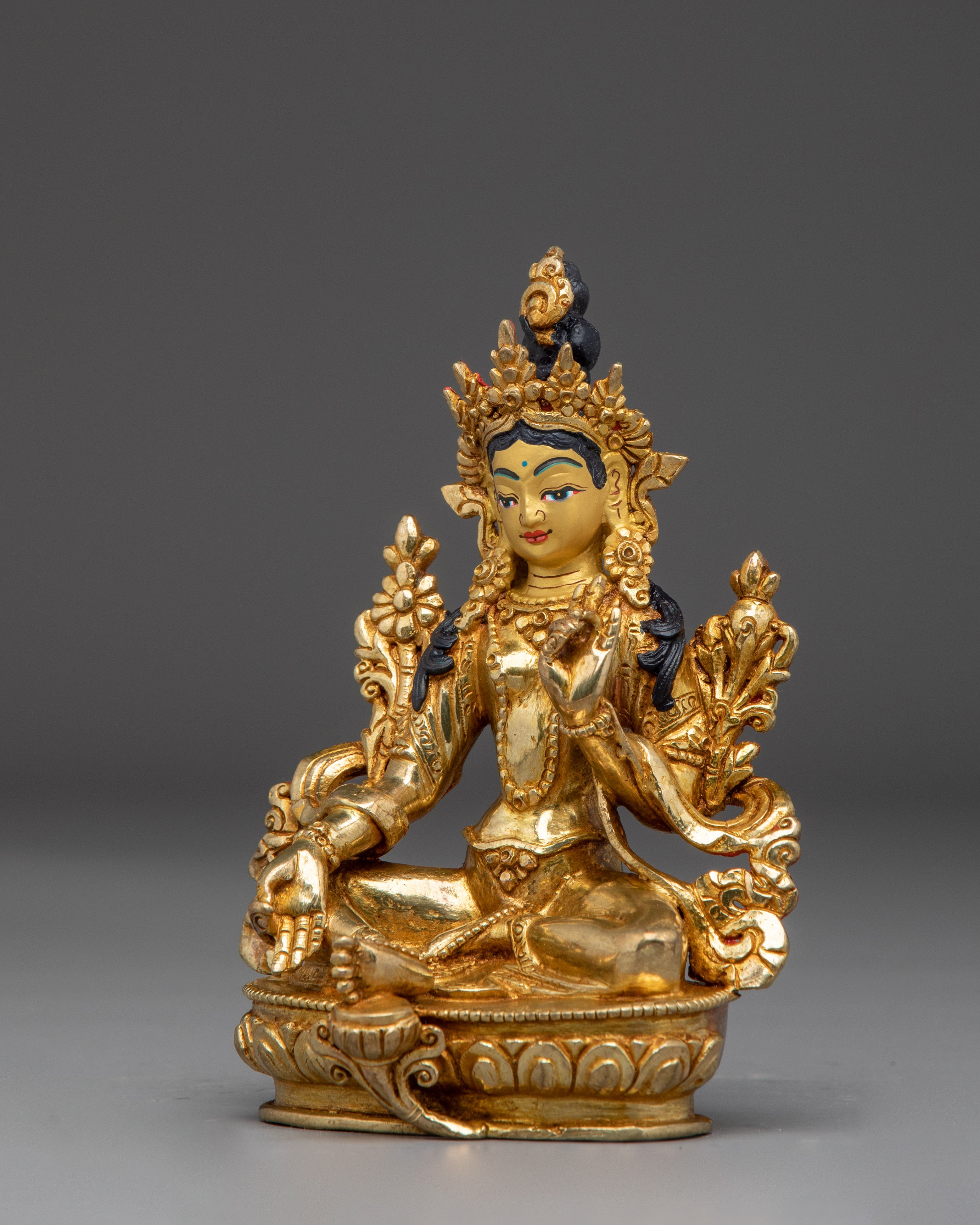 Radiant Golden Shyama Tara Statue | Green Tara - Mother of Liberation