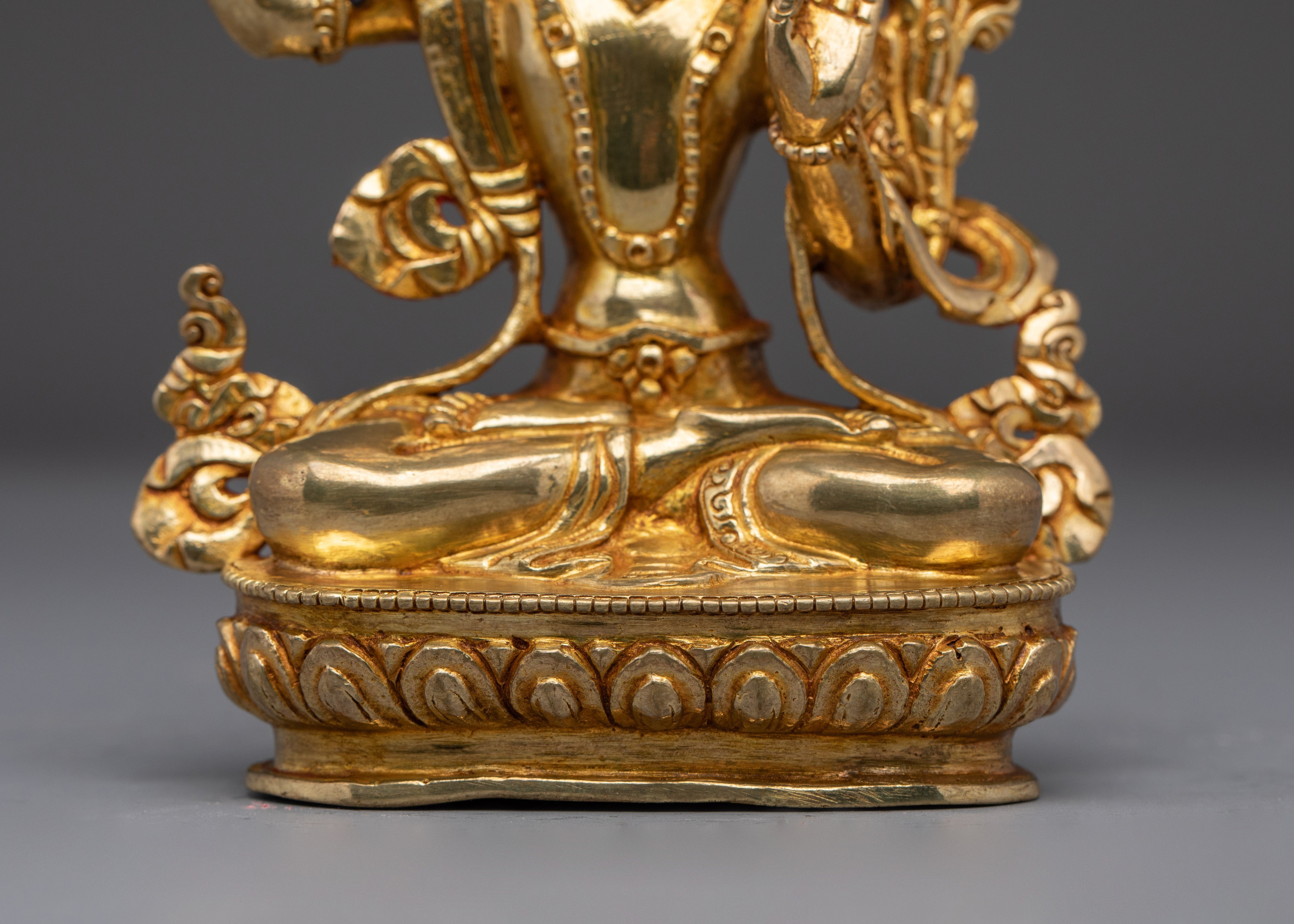 Wisdom Bodhisattva Golden Manjushri Statue | Handmade Himalayan Artwork