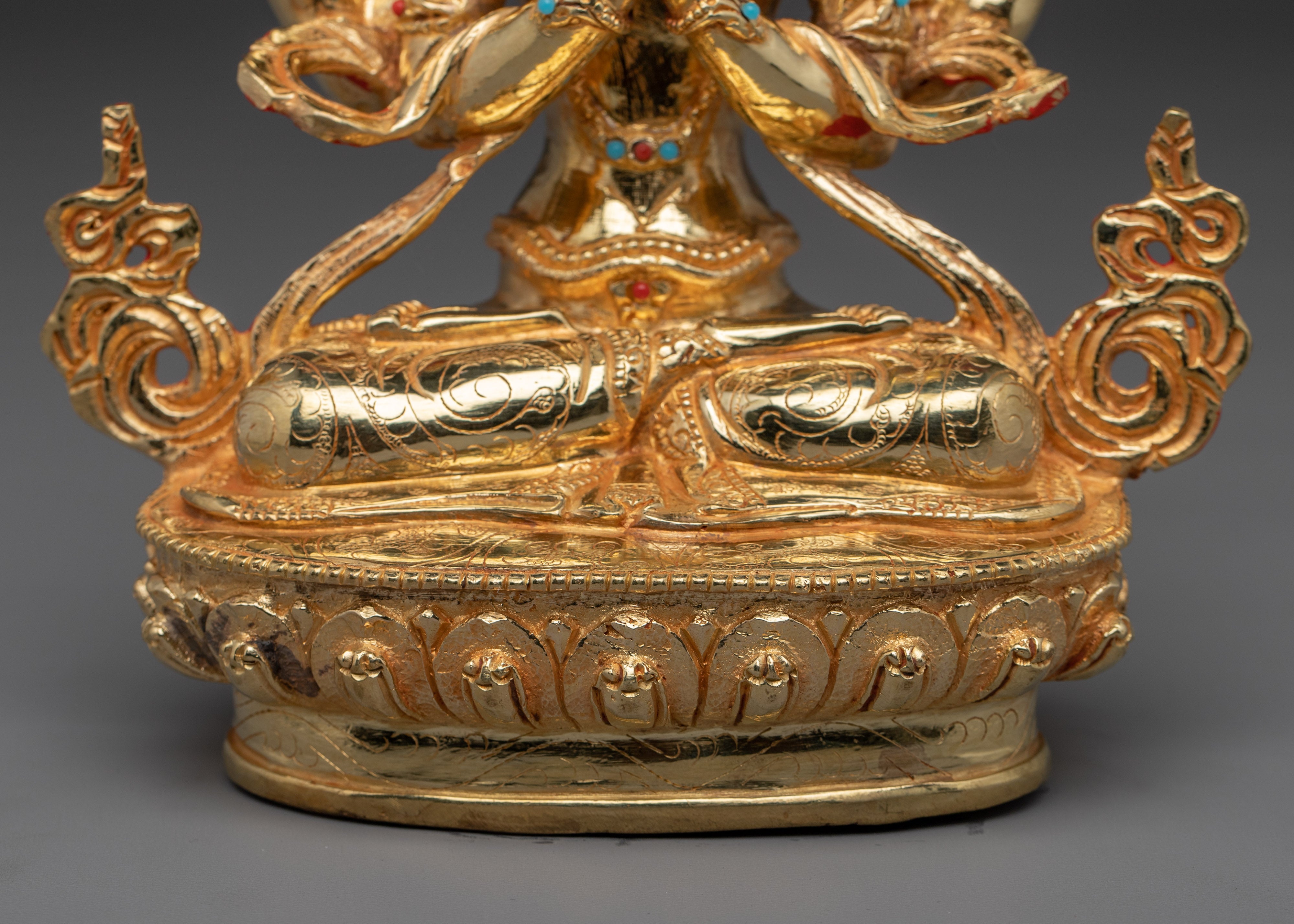 Four Armed Chenrezig Art with Copper Body | Tibetan Buddha of Compassion