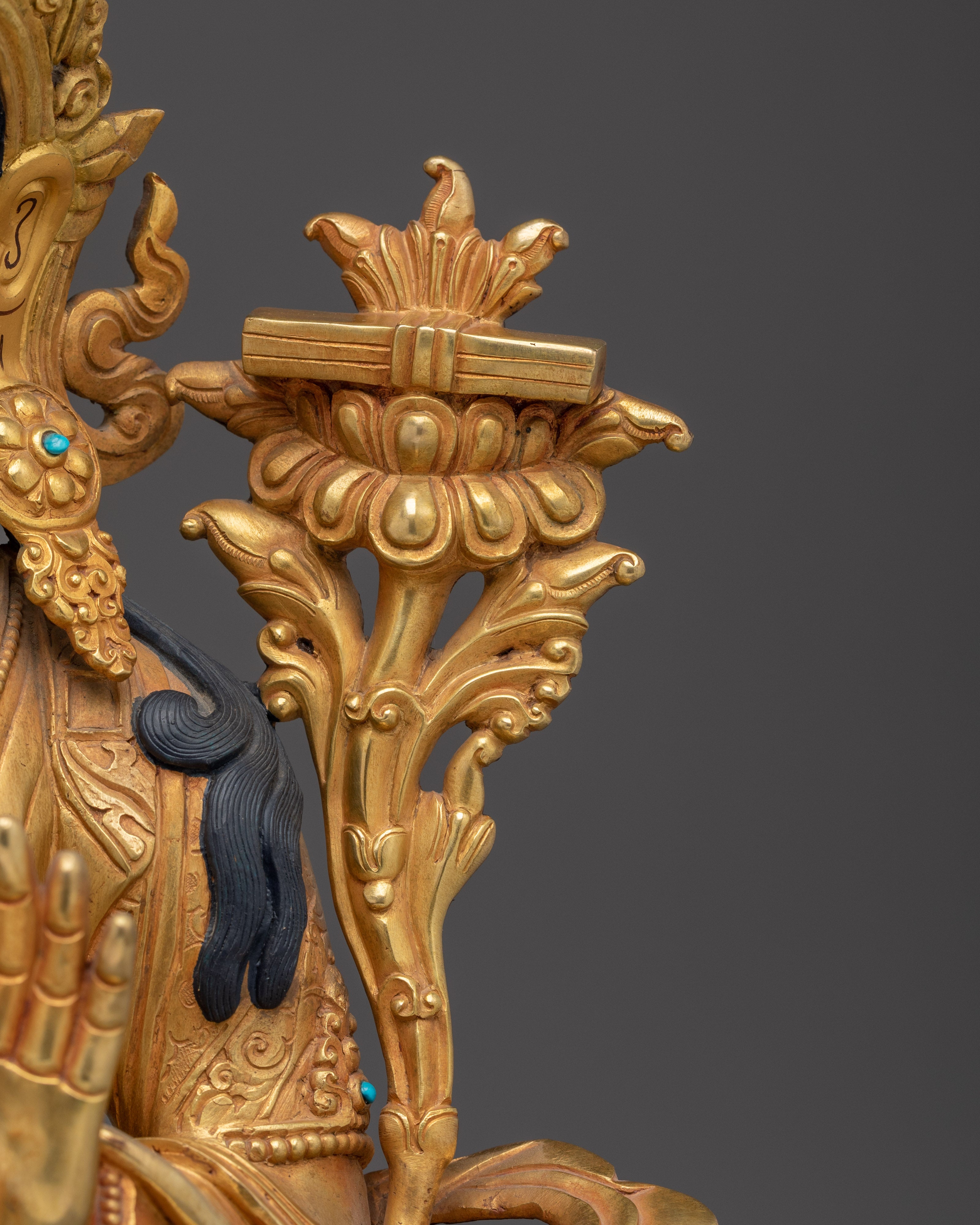 Wisdom Symbol Manjushri Golden Statue | Buddhist Spiritual Artwork