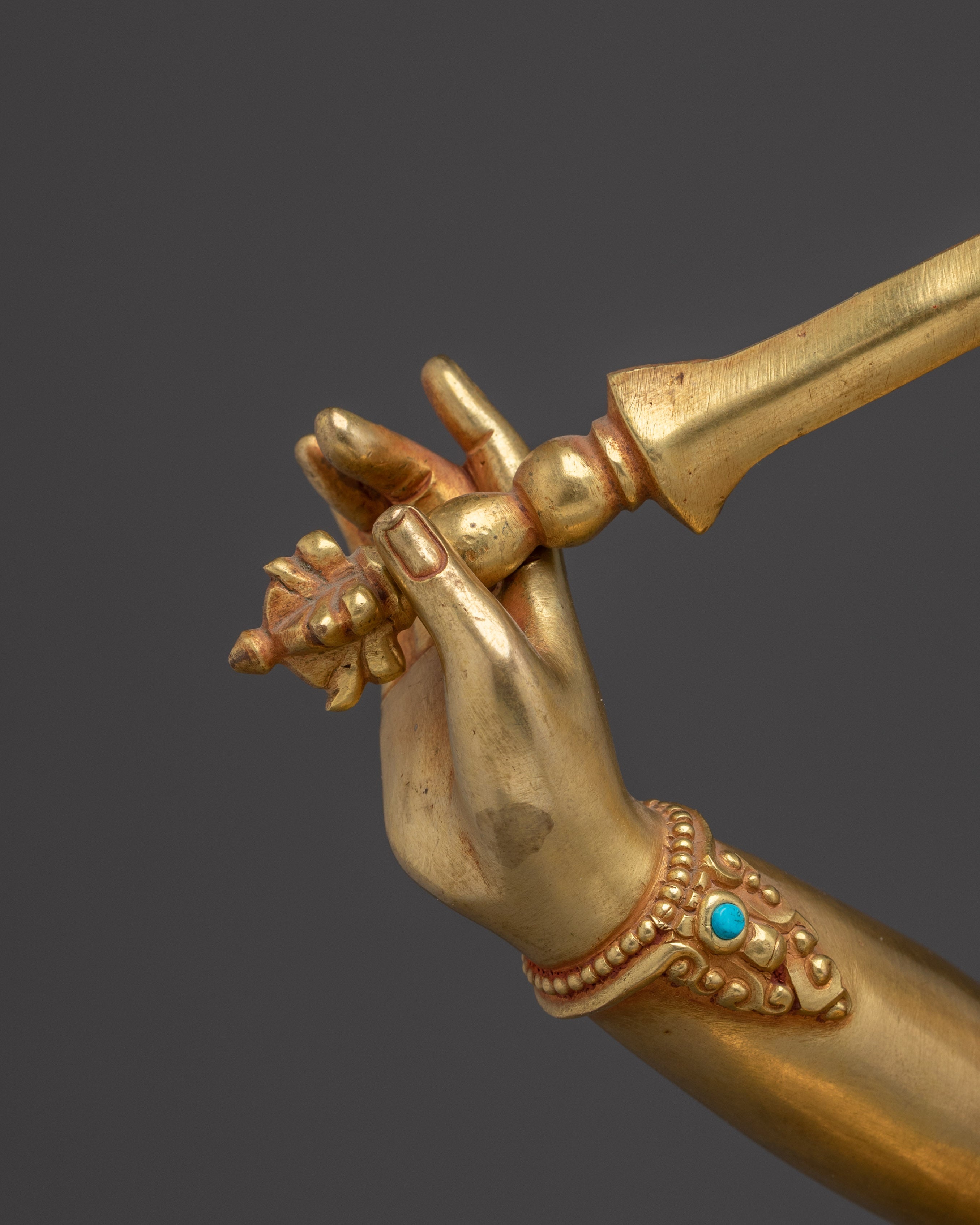 Wisdom Symbol Manjushri Golden Statue | Buddhist Spiritual Artwork