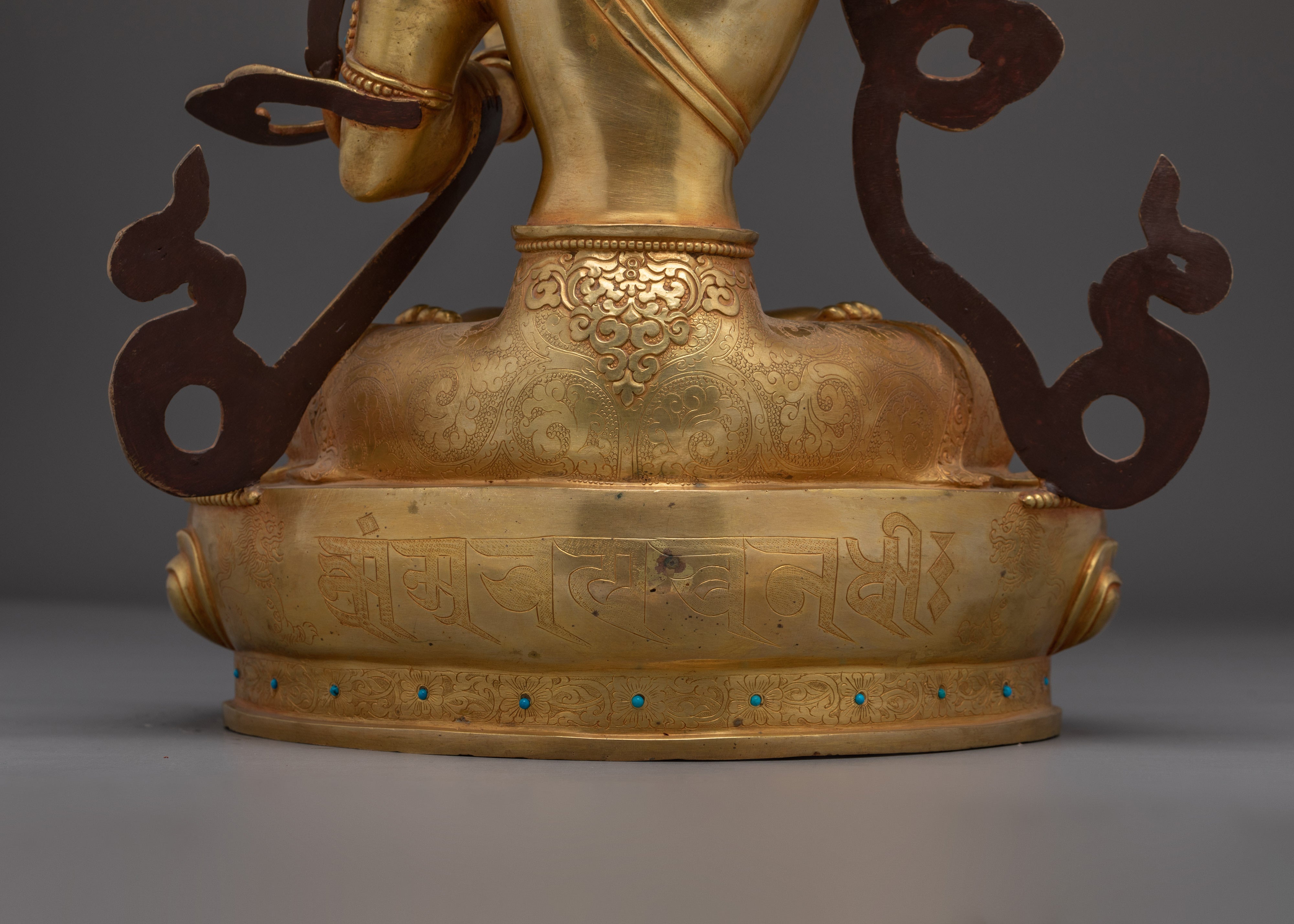 Wisdom Symbol Manjushri Golden Statue | Buddhist Spiritual Artwork