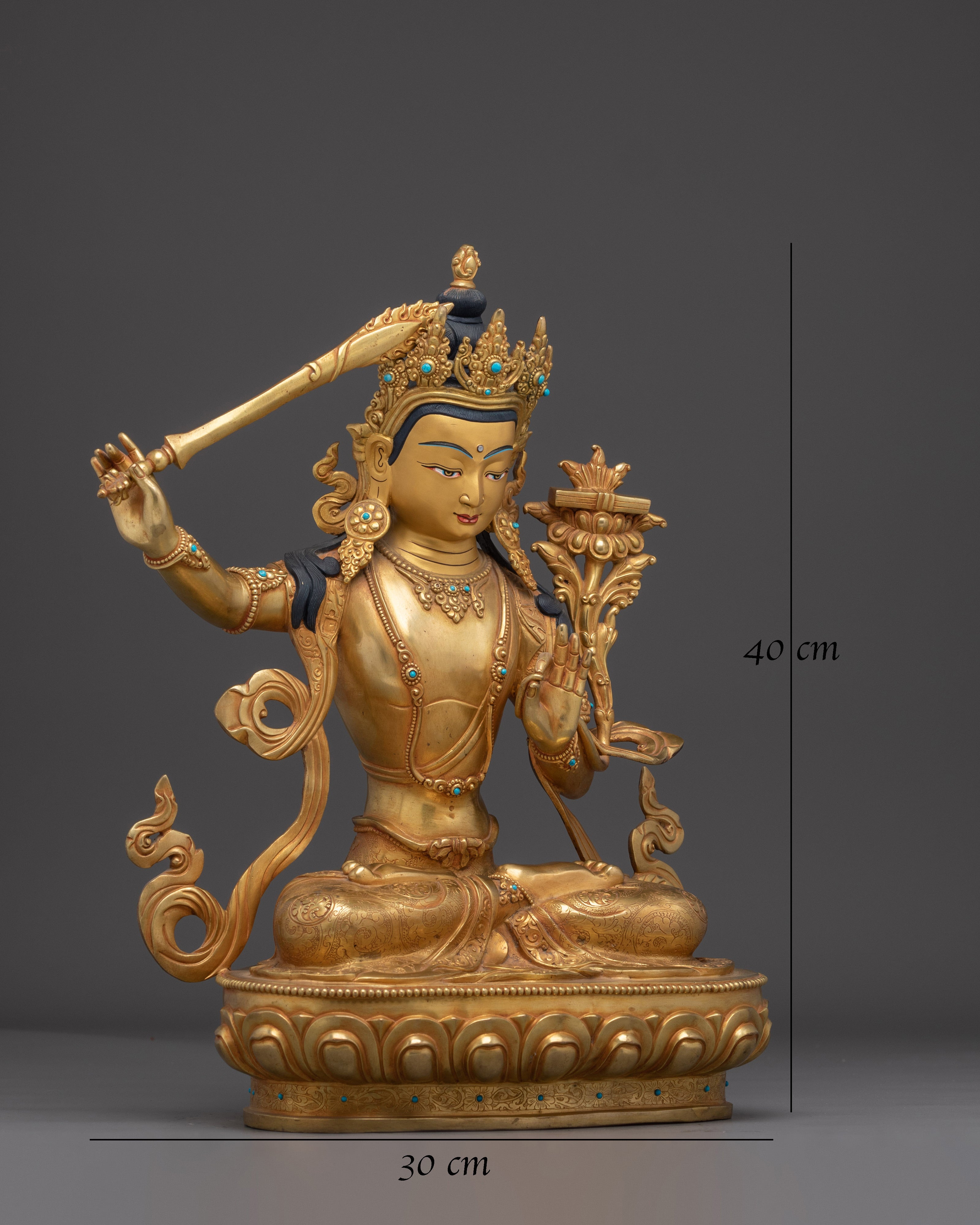 Wisdom Symbol Manjushri Golden Statue