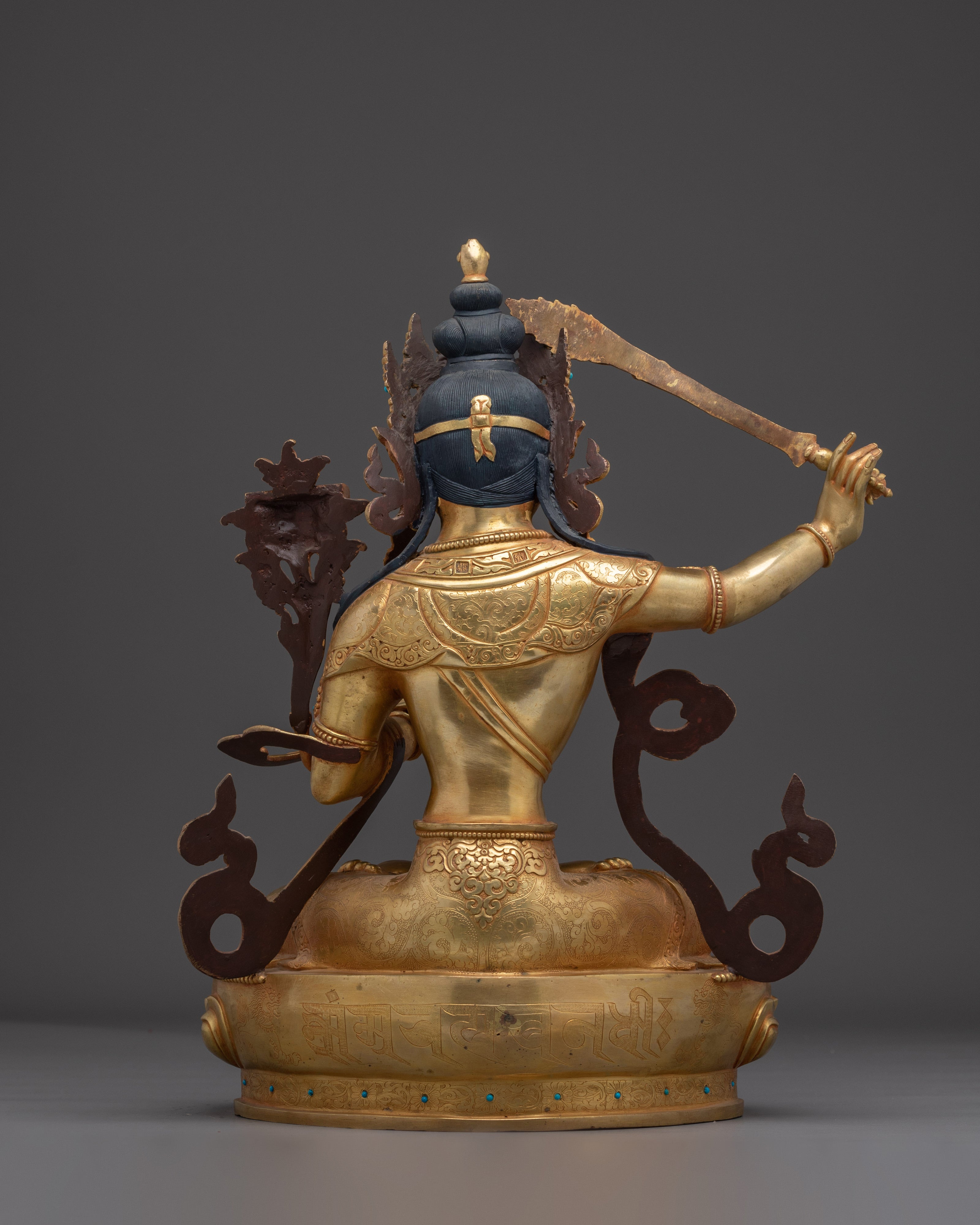 Wisdom Symbol Manjushri Golden Statue | Buddhist Spiritual Artwork