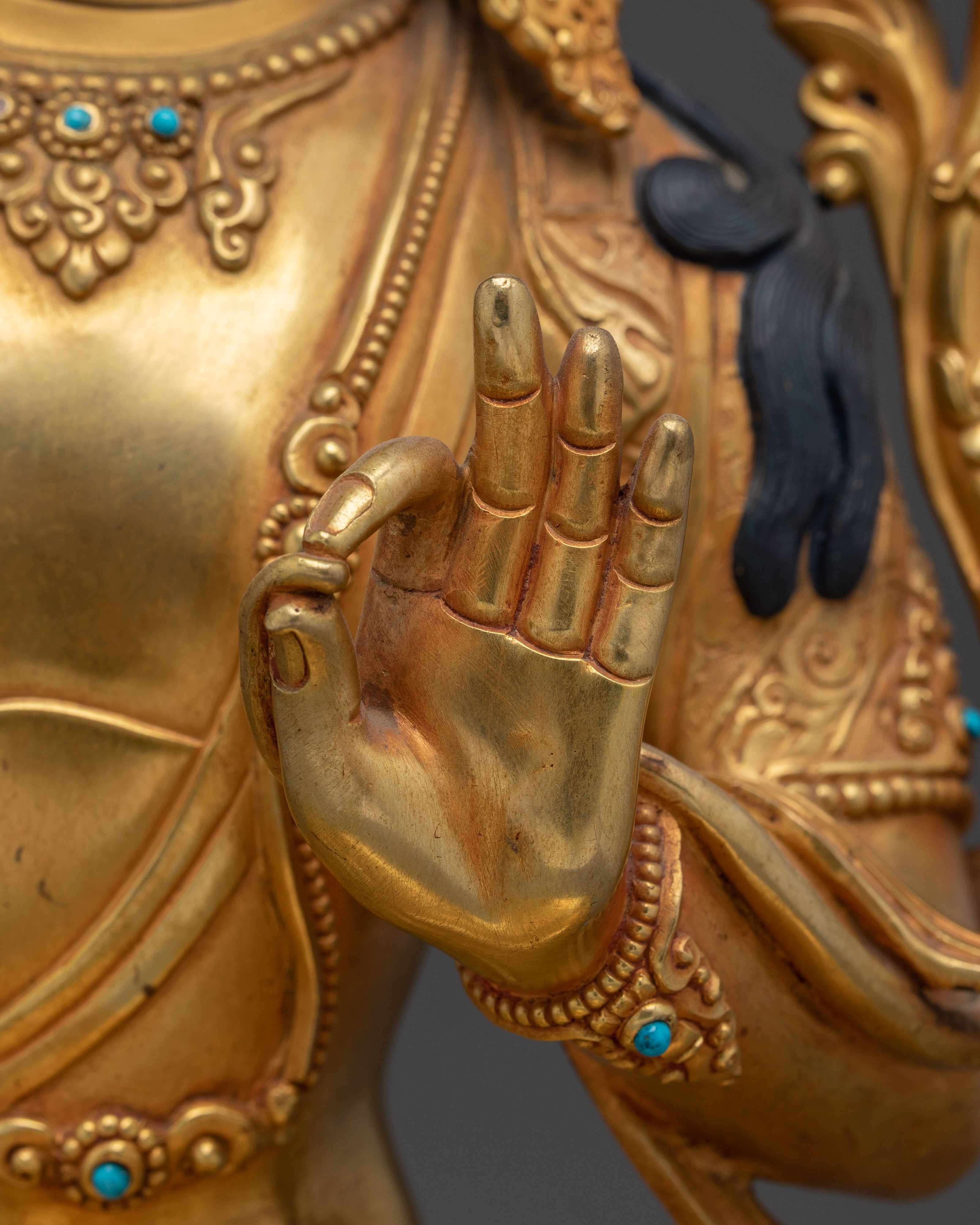 Wisdom Symbol Manjushri Golden Statue | Buddhist Spiritual Artwork
