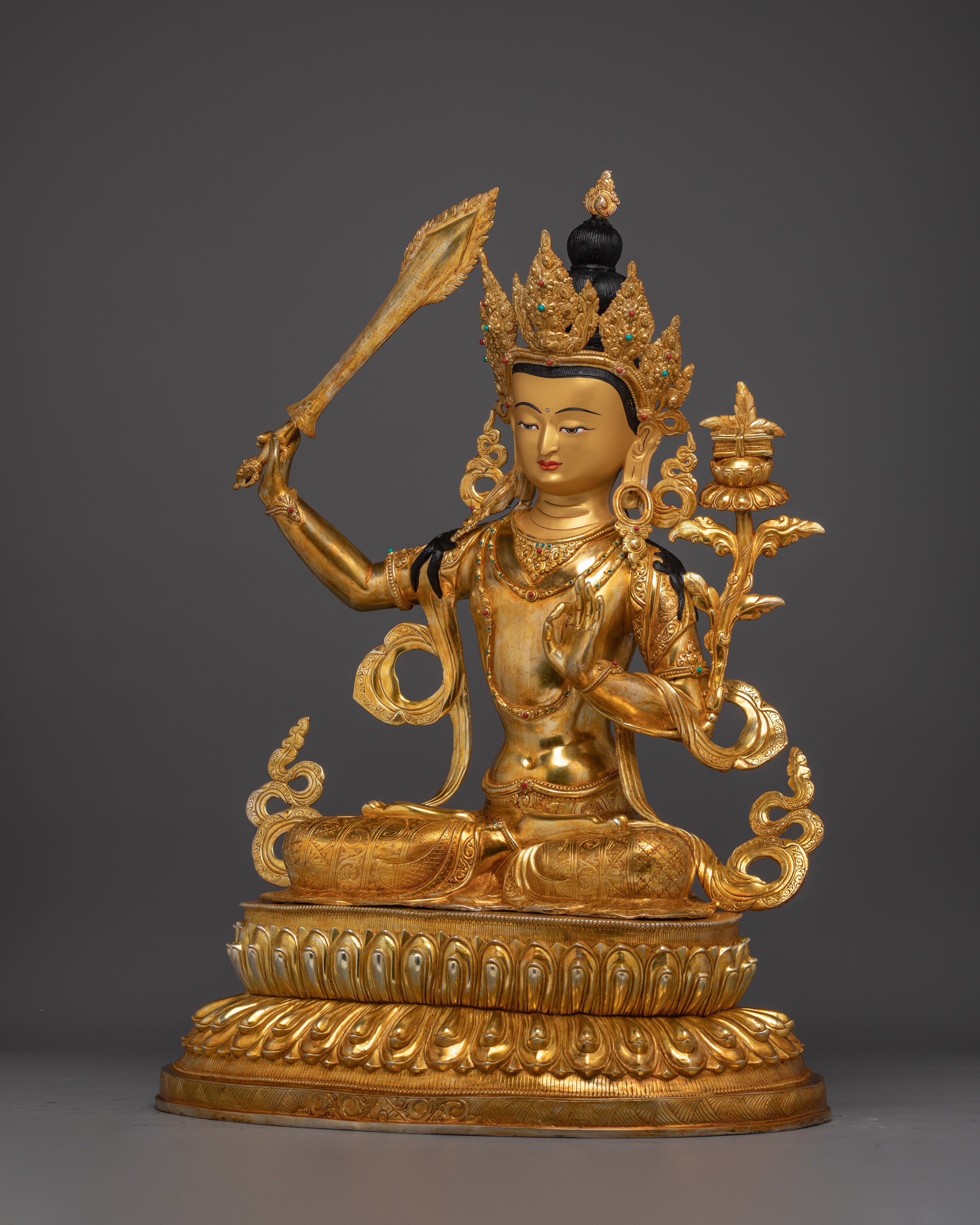 Wisdom Deity Manjushri Artwork | Himalayan Spiritual Figurine