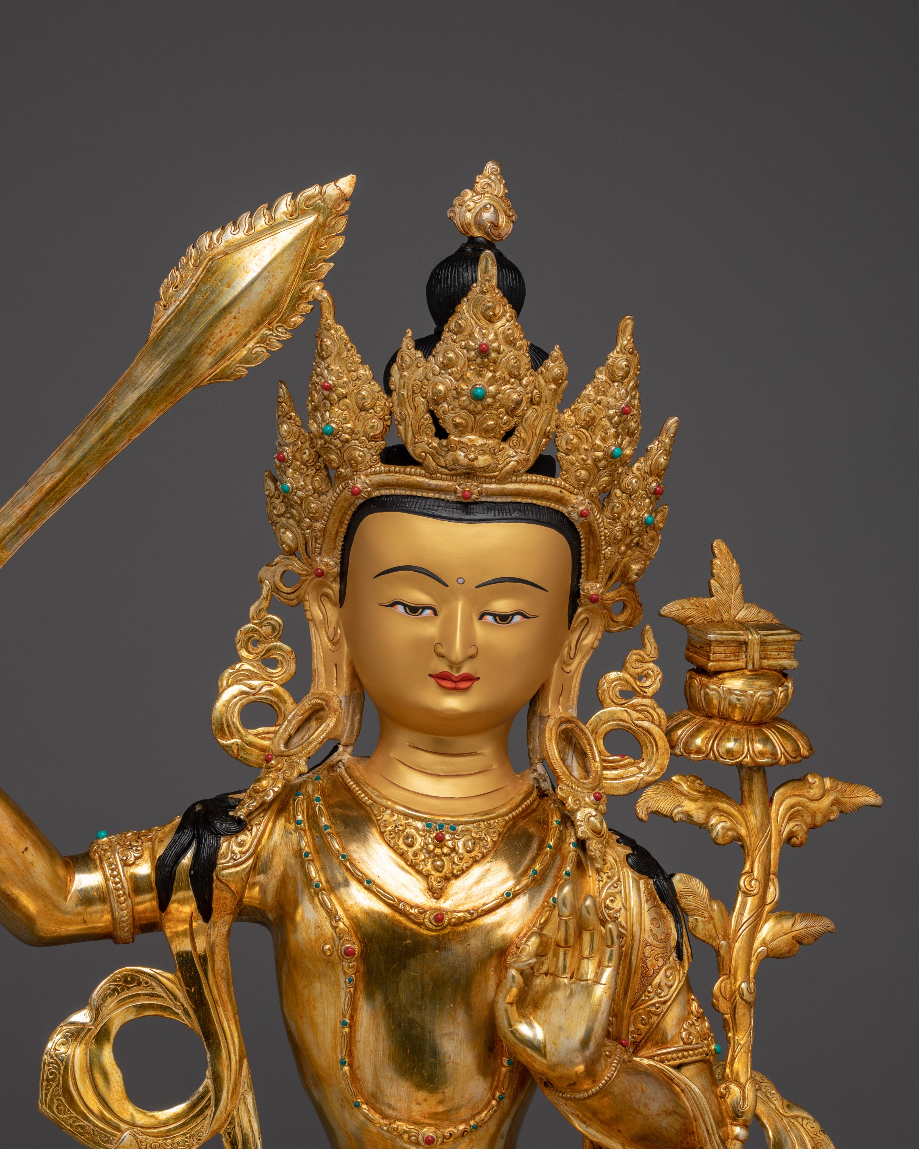 Wisdom Deity Manjushri Artwork | Himalayan Spiritual Figurine