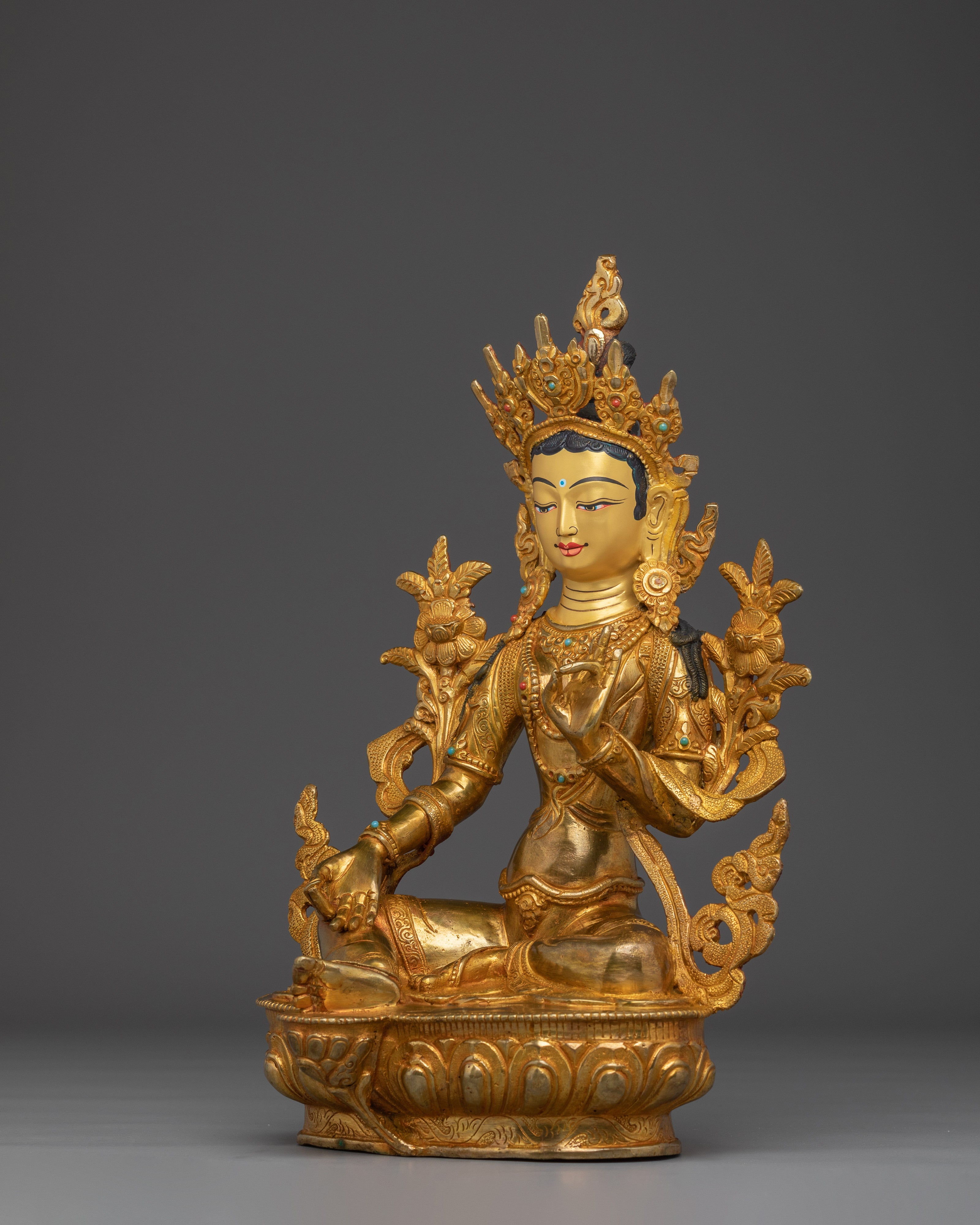 Green Tara Statue: Female Enlightened Deity | Himalayan Buddhist Art