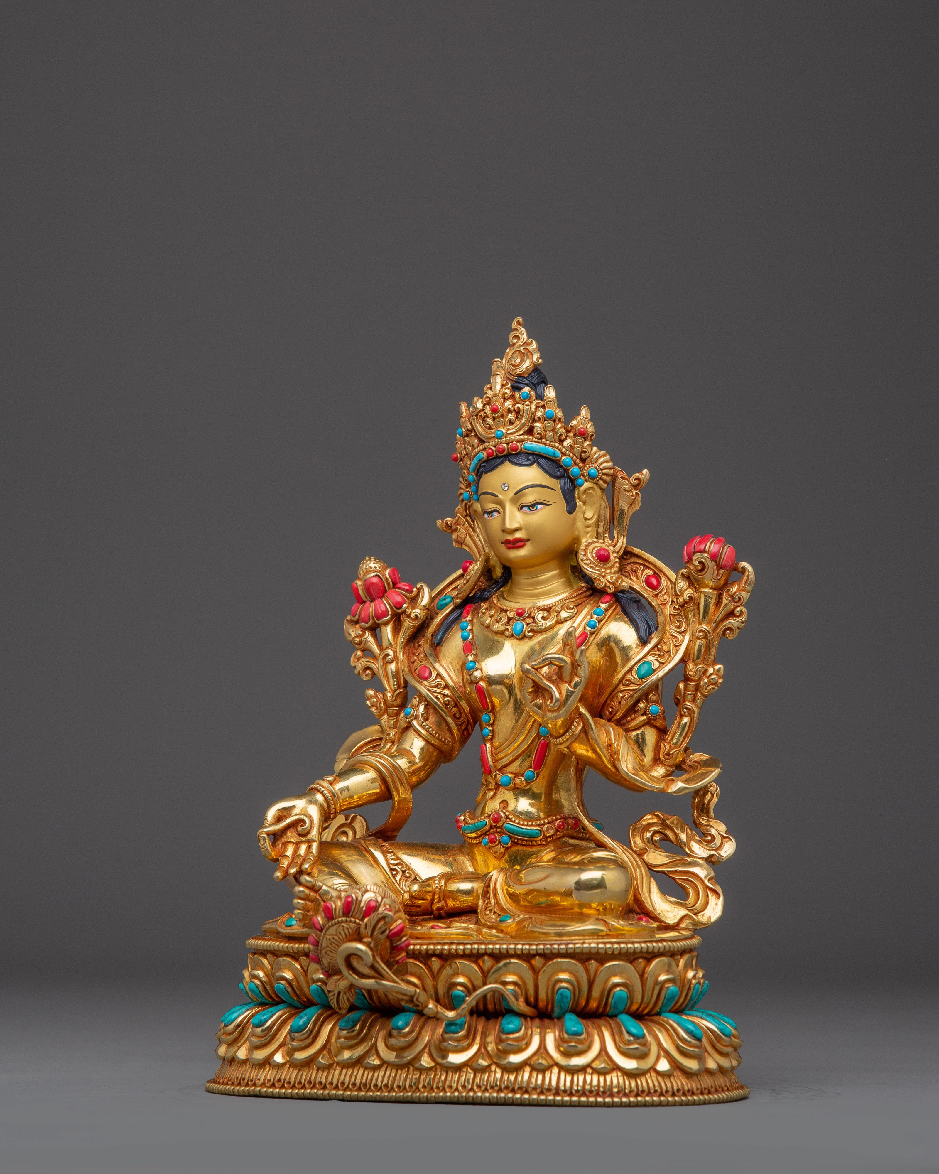 Green Tara, Compassion Deity Statue | Himalayan Buddhist Art