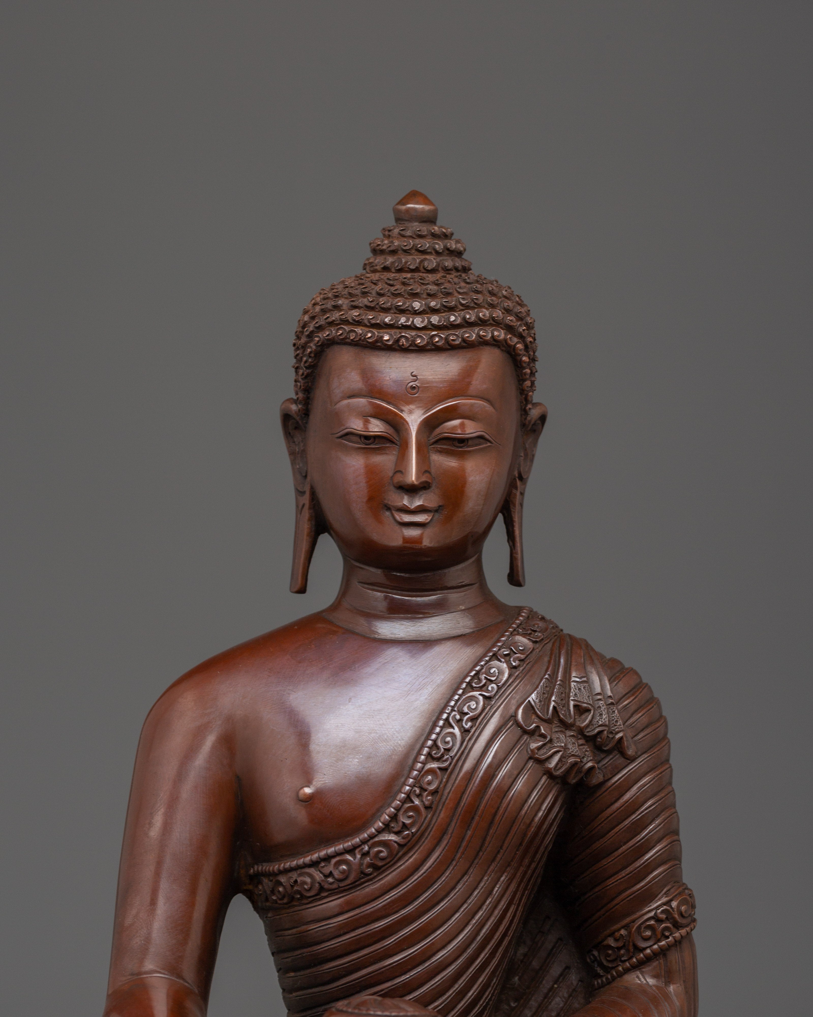 Oxidized Copper Buddha Trinity Statue | Three Enlightened Being