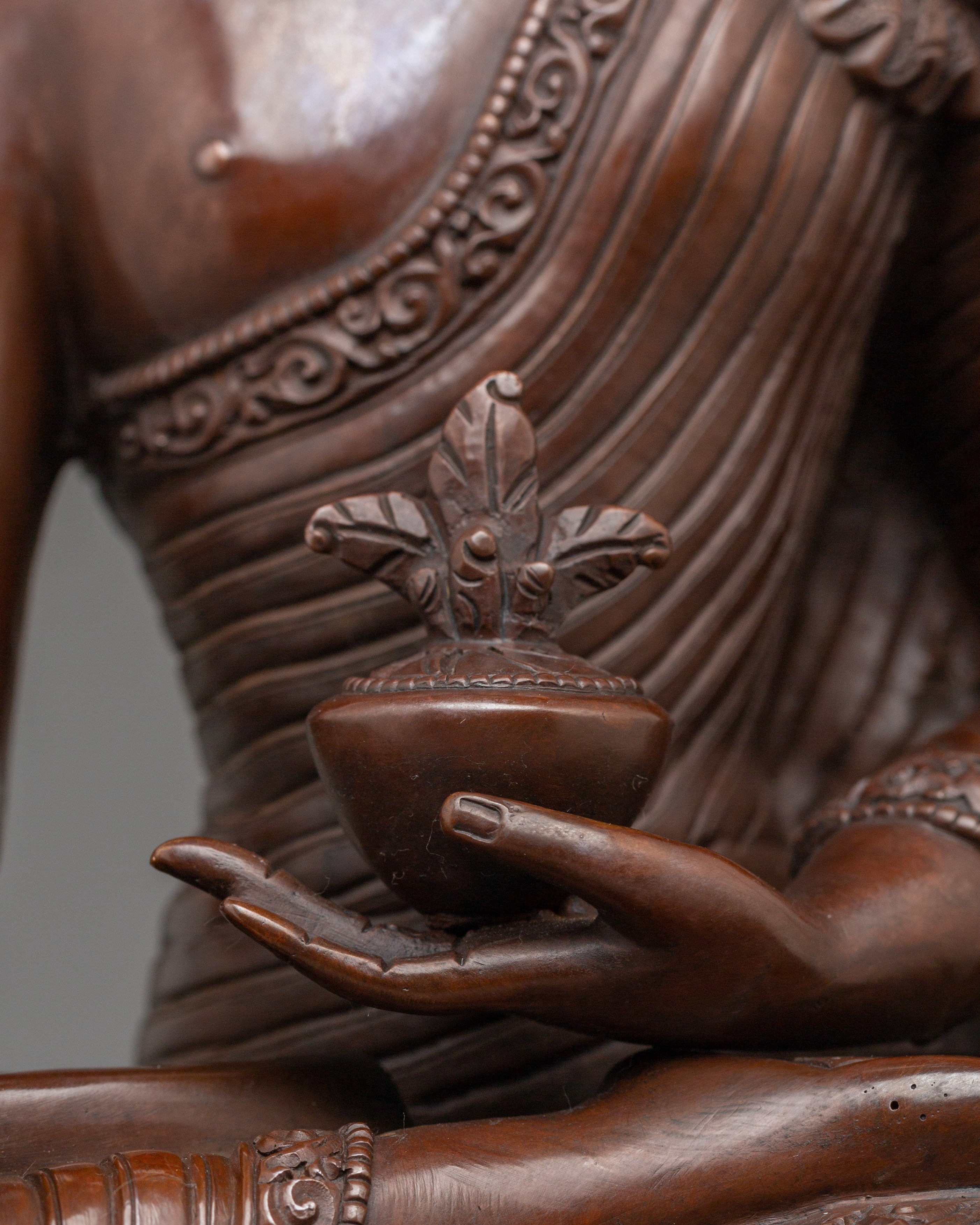 Oxidized Copper Statue of Medicine Buddha | Himalayan Bhaisajyaguru Artwork