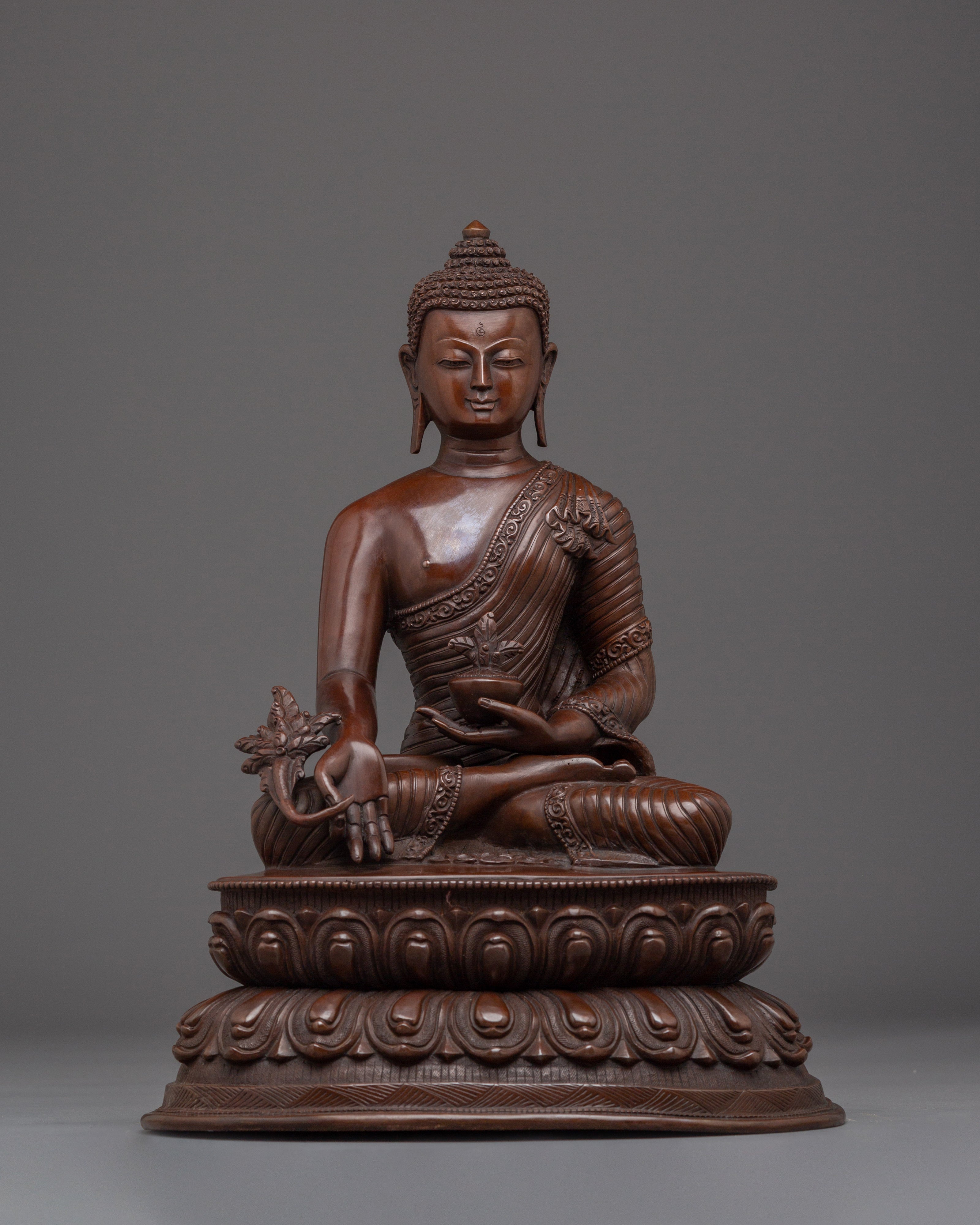 Oxidized Copper Buddha Trinity Statue | Three Enlightened Being
