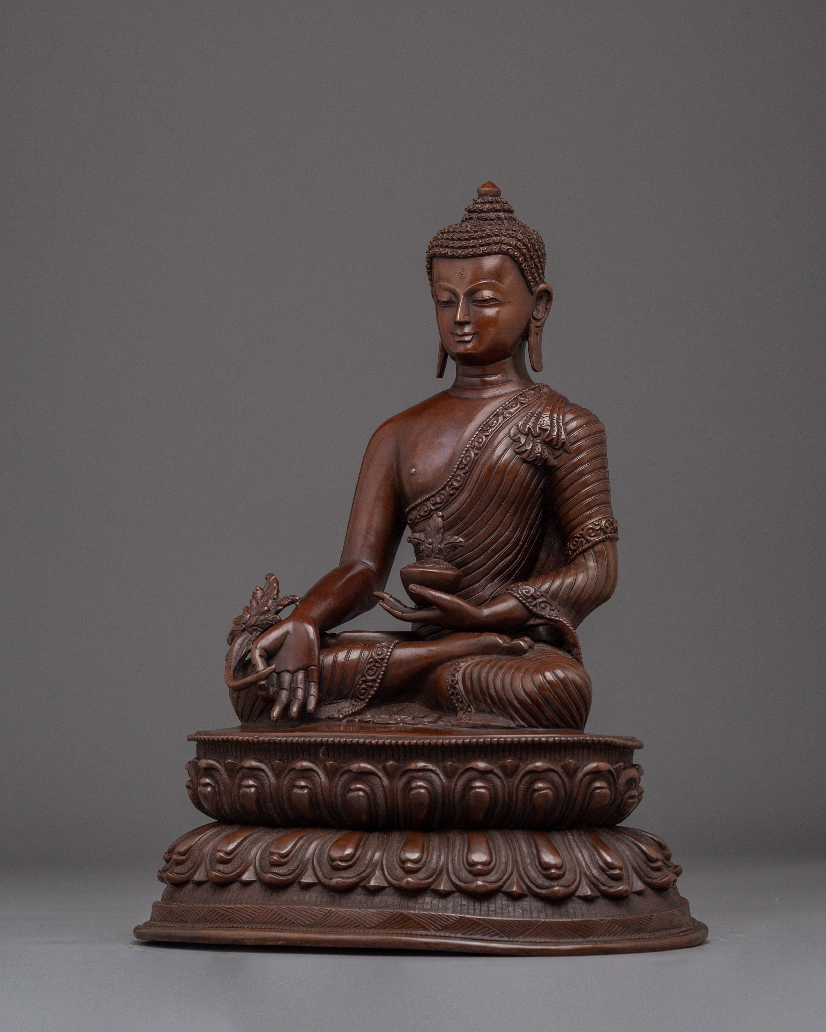 Oxidized Copper Statue of Medicine Buddha | Himalayan Bhaisajyaguru Artwork