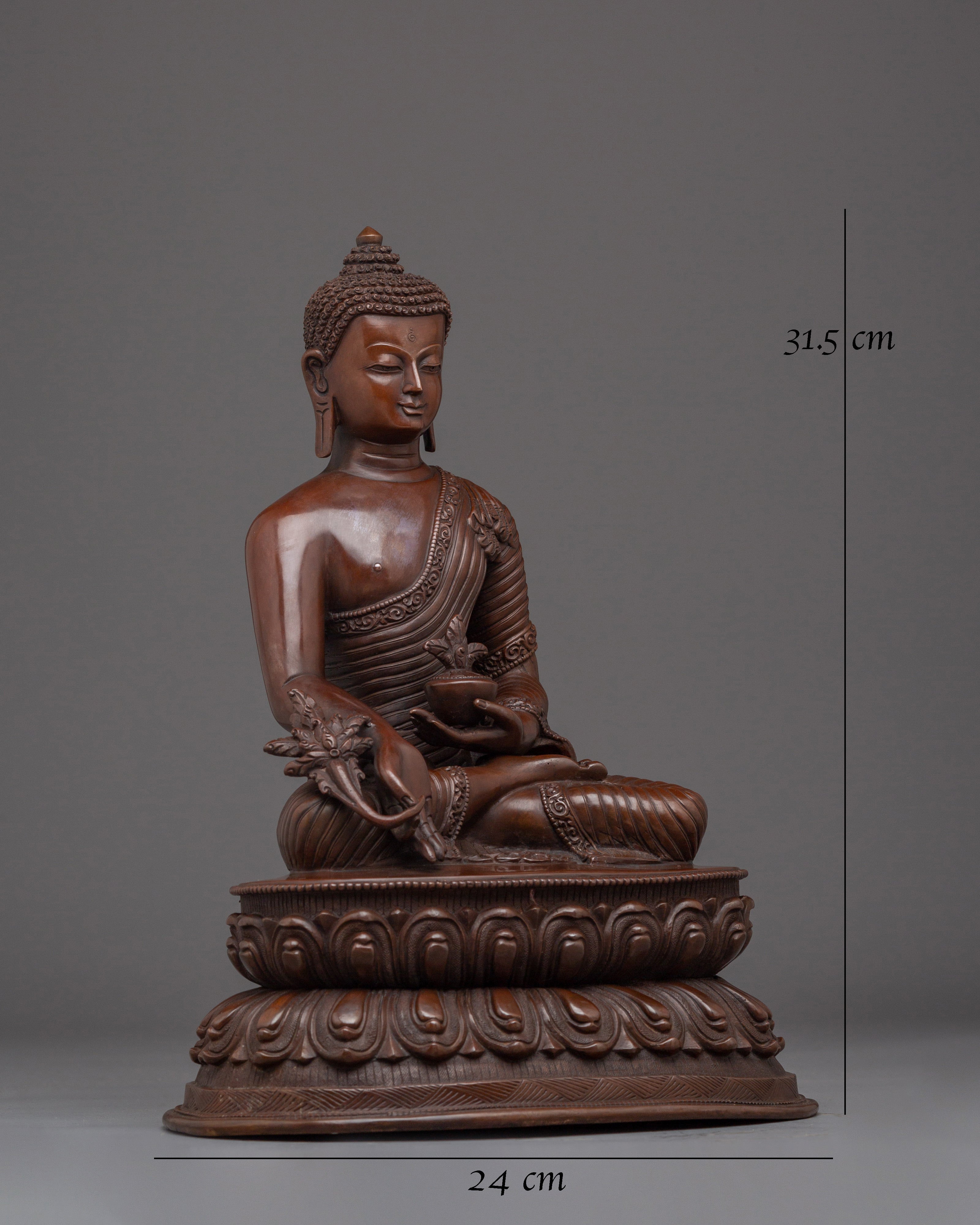Oxidized Copper Statue of Medicine Buddha