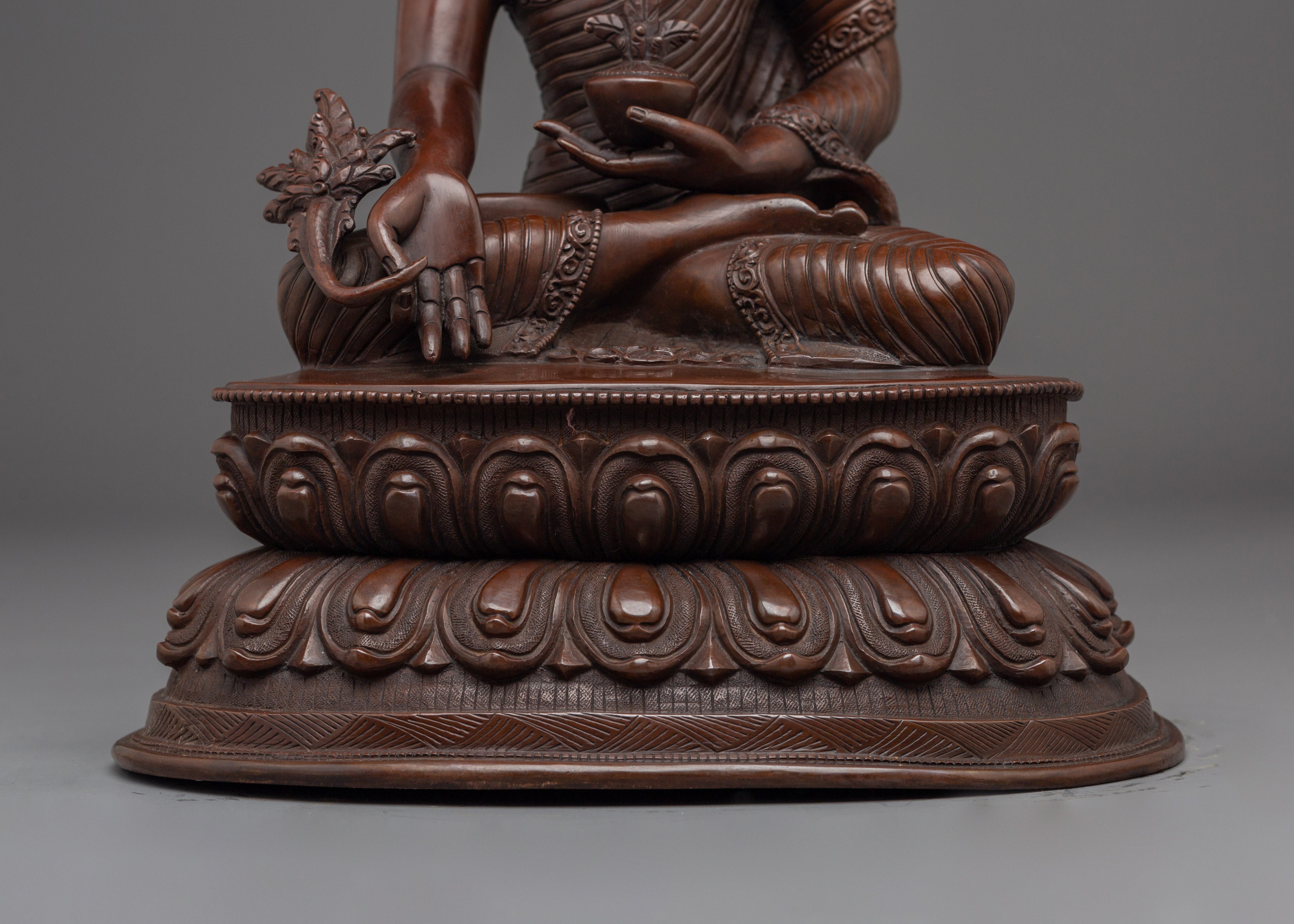 Oxidized Copper Buddha Trinity Statue | Three Enlightened Being