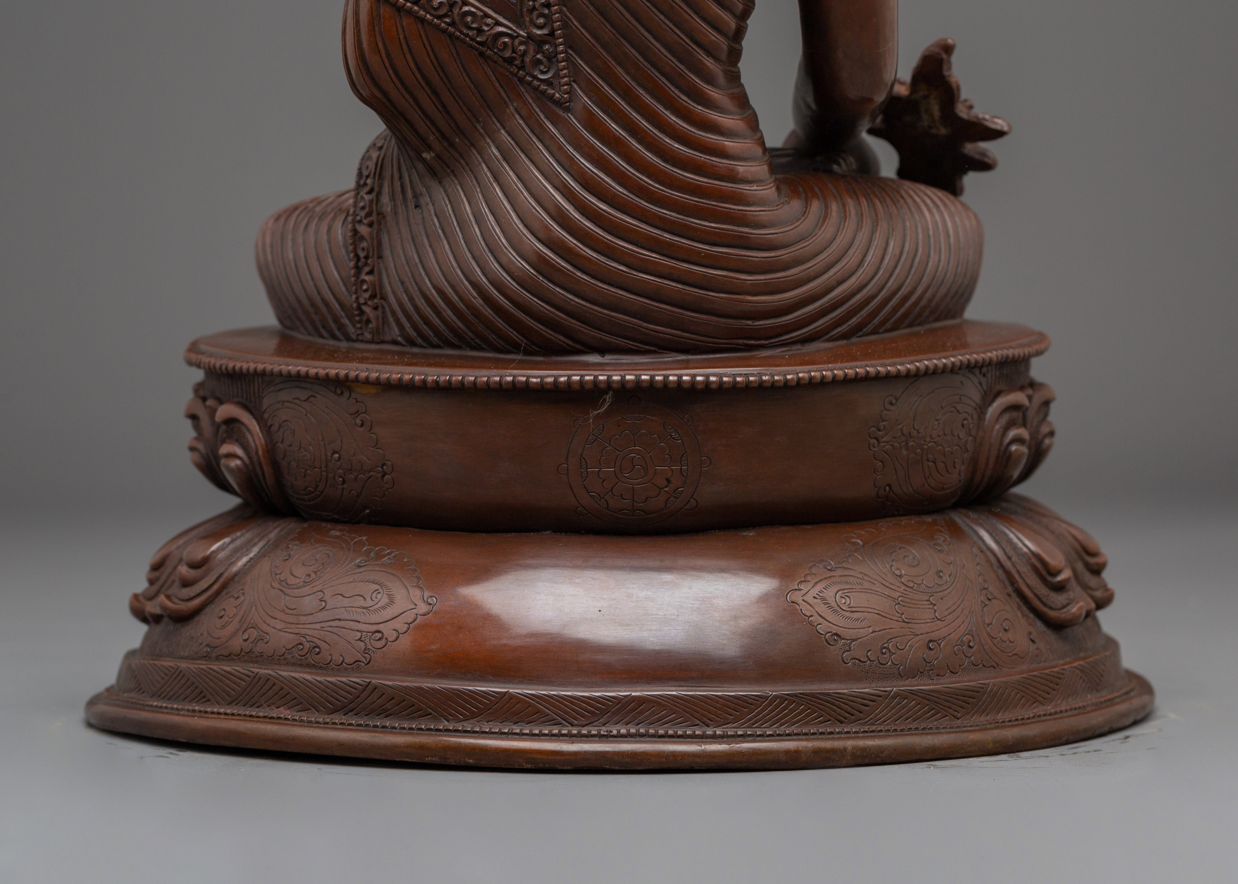 Oxidized Copper Statue of Medicine Buddha | Himalayan Bhaisajyaguru Artwork
