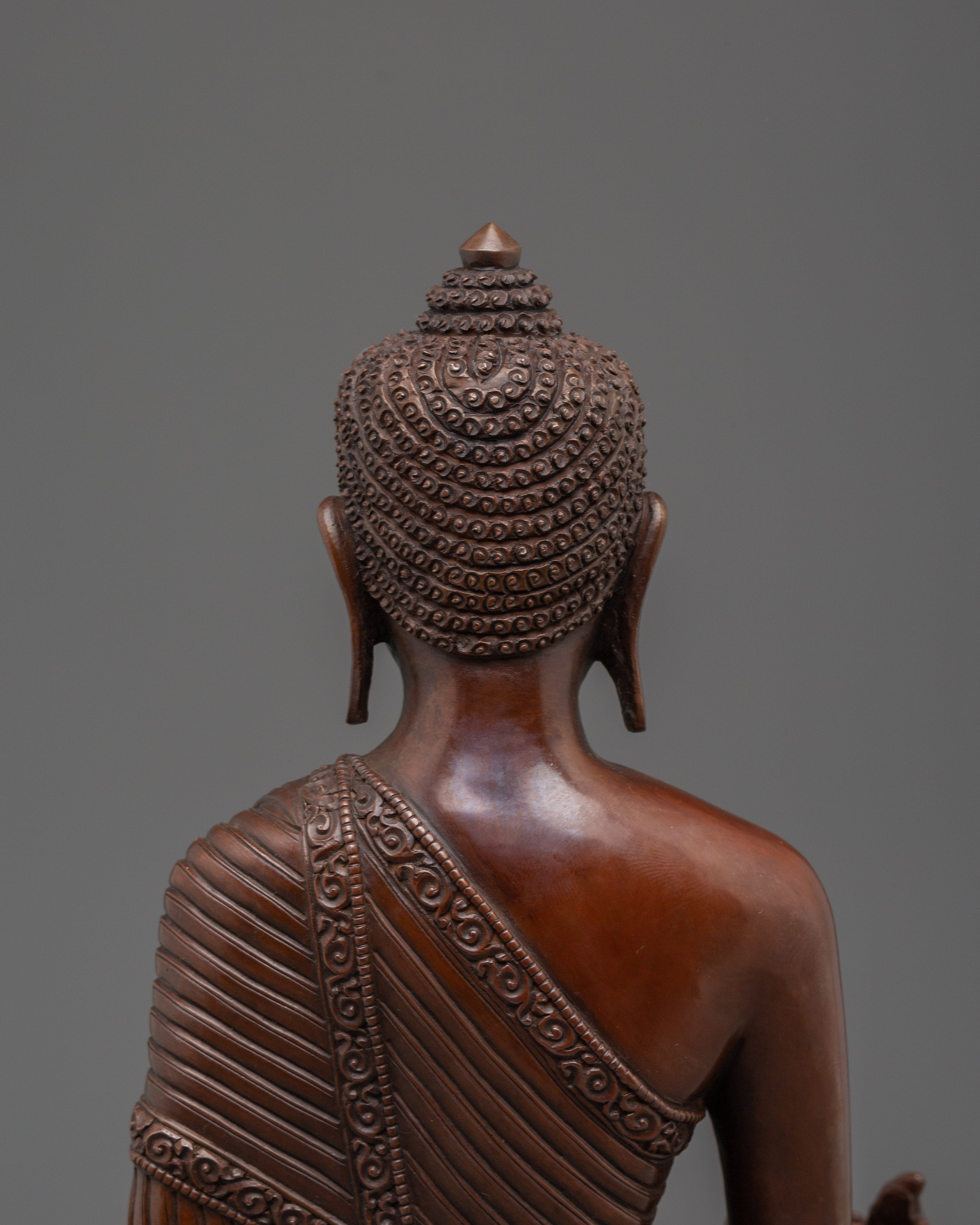 Oxidized Copper Statue of Medicine Buddha | Himalayan Bhaisajyaguru Artwork