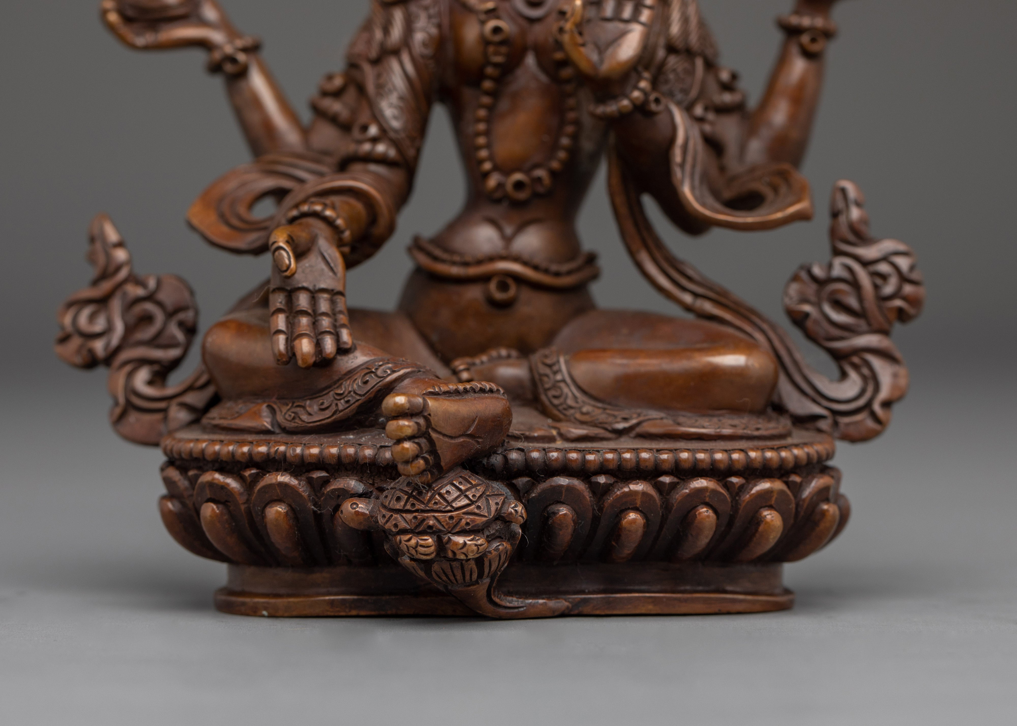 Oxidized Copper Statue of Laxmi | Hindu Goddess of Wealth