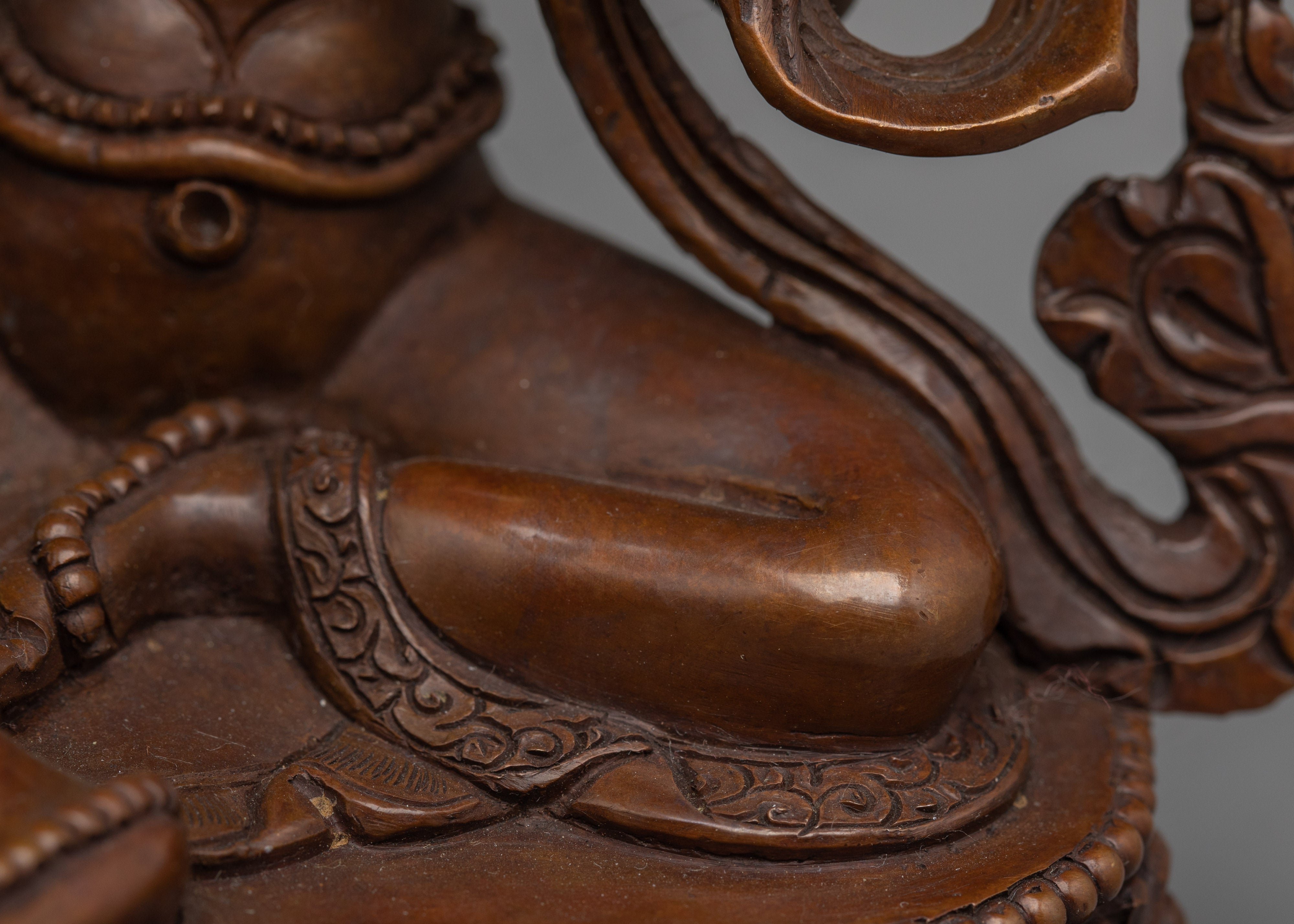 Oxidized Copper Statue of Laxmi | Hindu Goddess of Wealth