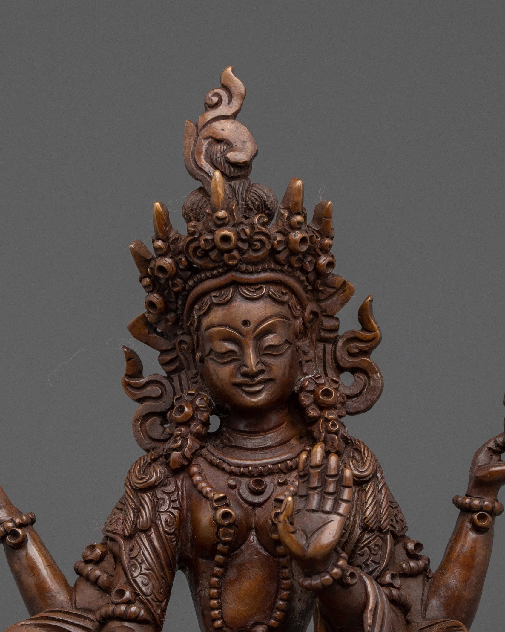 Oxidized Copper Statue of Laxmi | Hindu Goddess of Wealth