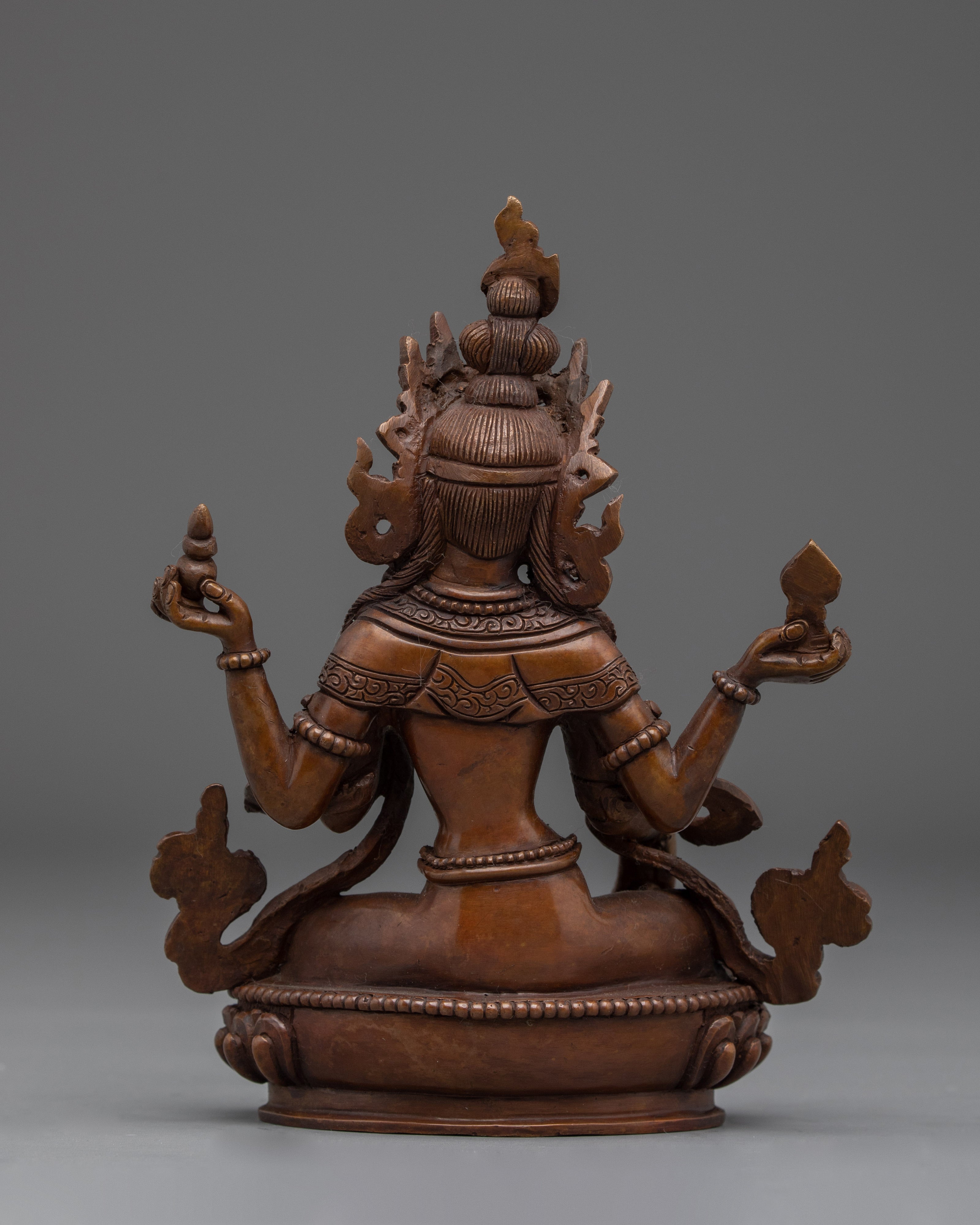 Oxidized Copper Statue of Laxmi | Hindu Goddess of Wealth