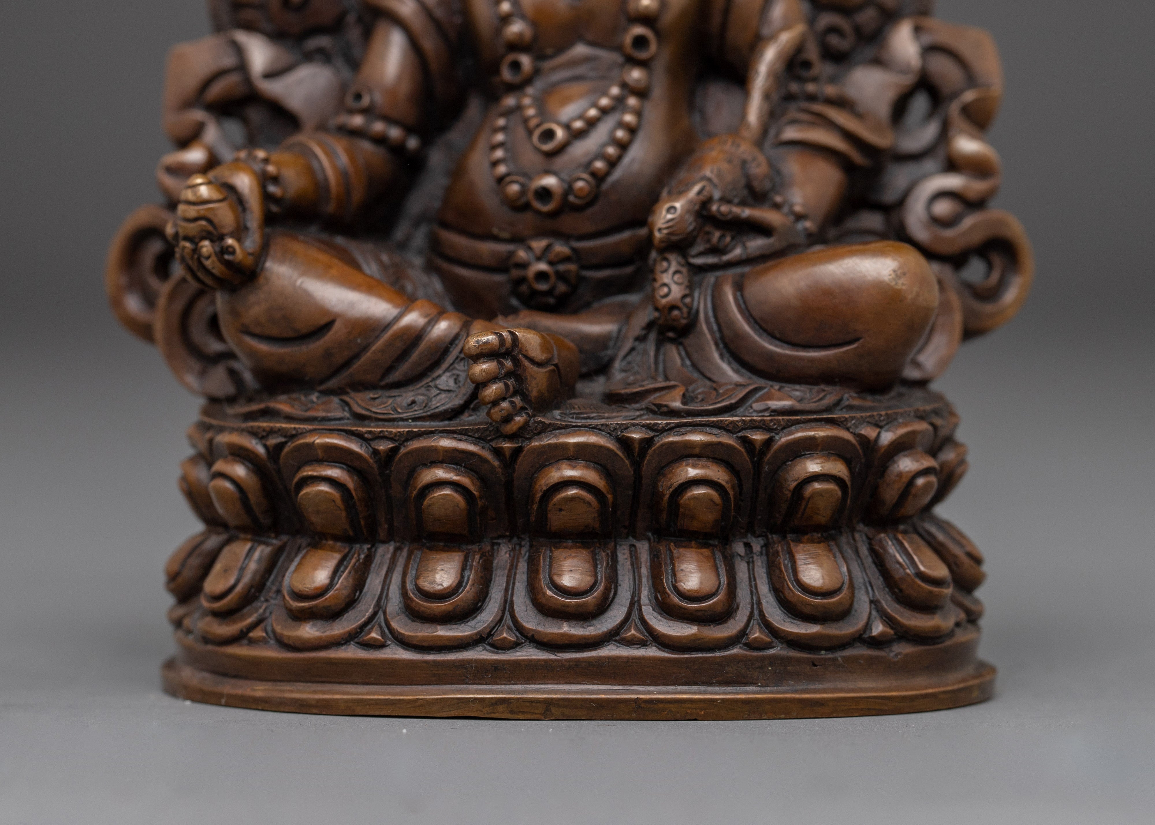 Revered Buddhist Wealth Deity Dzambhala Statue | Oxidized Copper Artwork