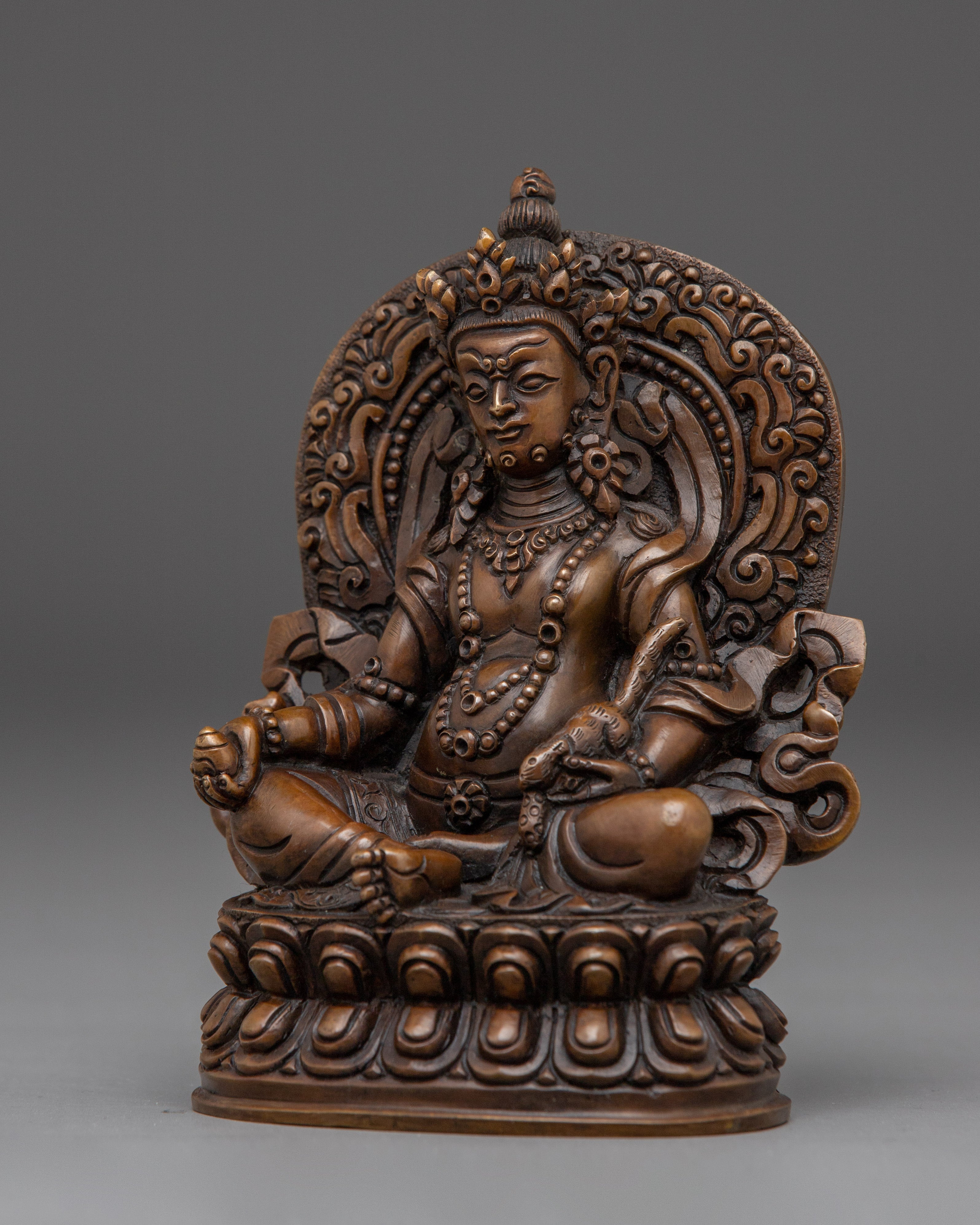Revered Buddhist Wealth Deity Dzambhala Statue | Oxidized Copper Artwork
