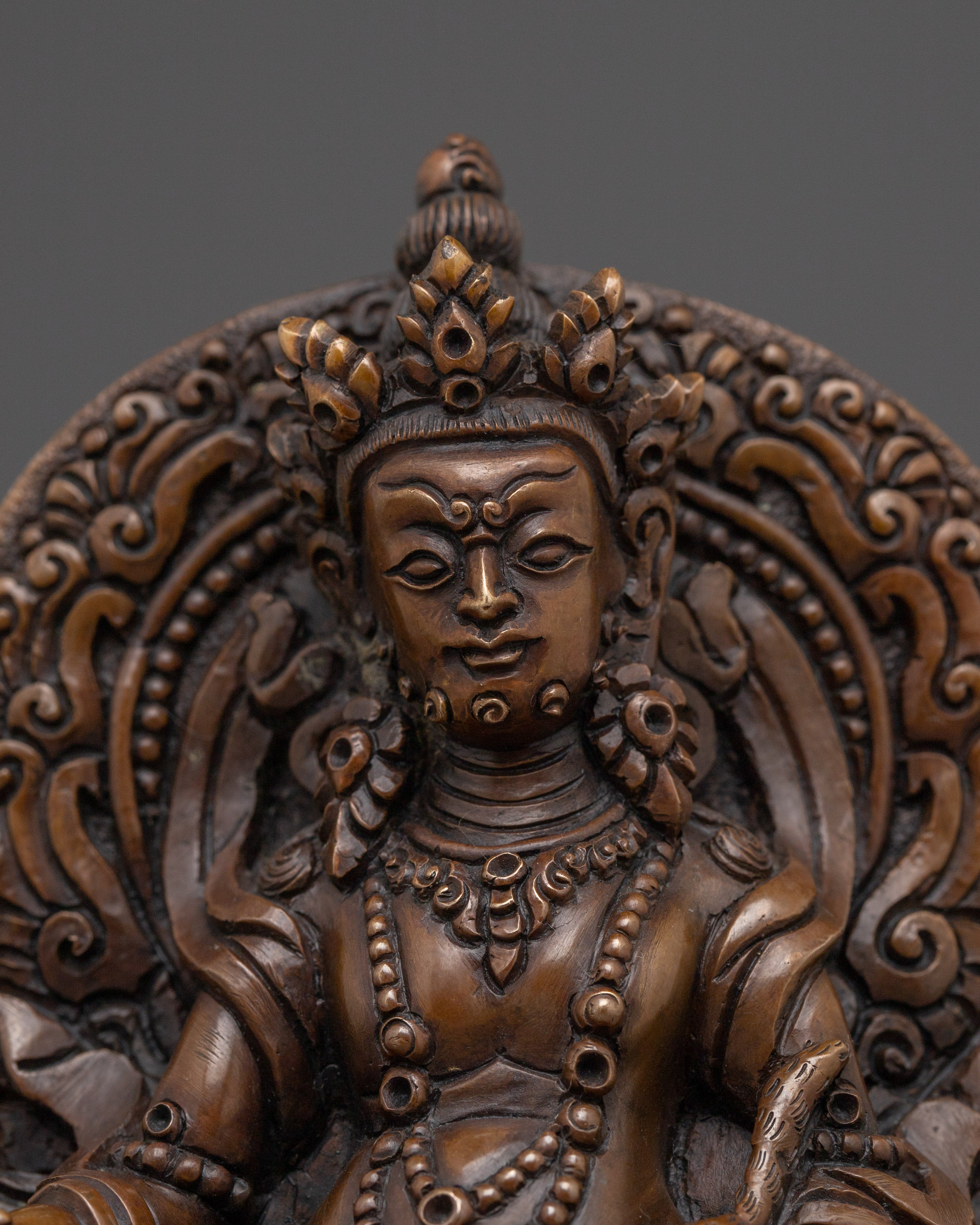 Revered Buddhist Wealth Deity Dzambhala Statue | Oxidized Copper Artwork