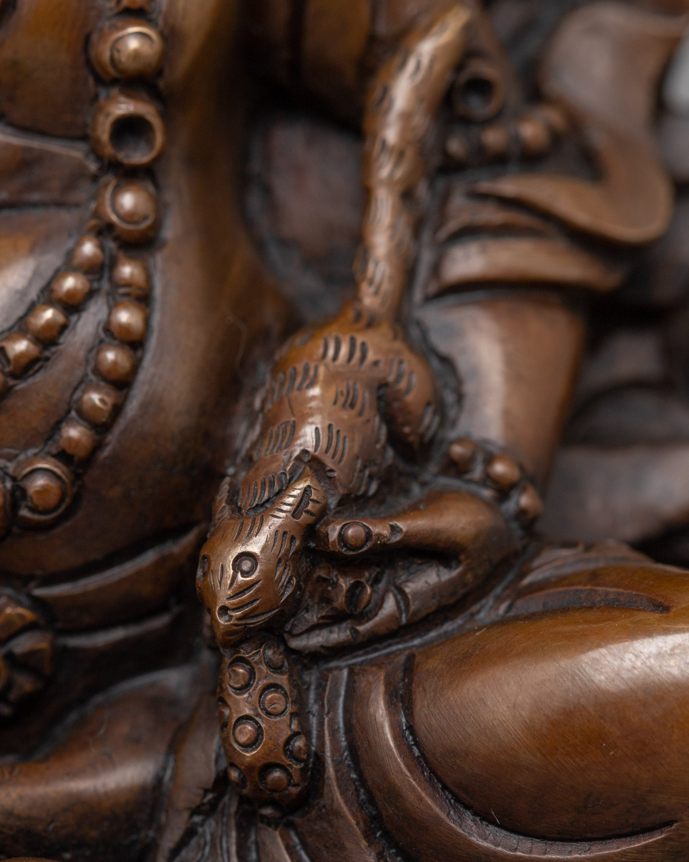 Revered Buddhist Wealth Deity Dzambhala Statue | Oxidized Copper Artwork