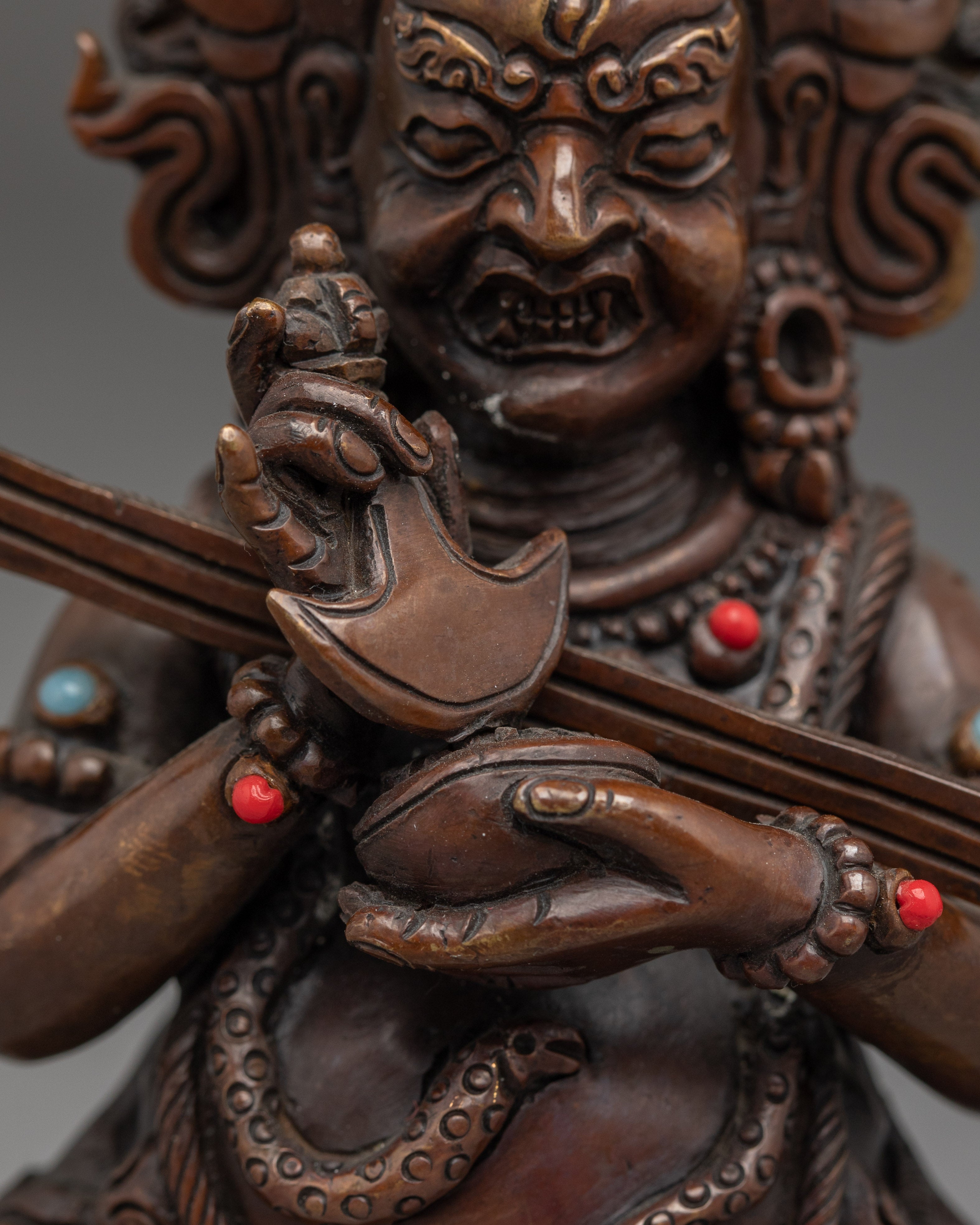 Wrathful Sakya Mahakala Statue | Oxidized Copper Spiritual Artwork