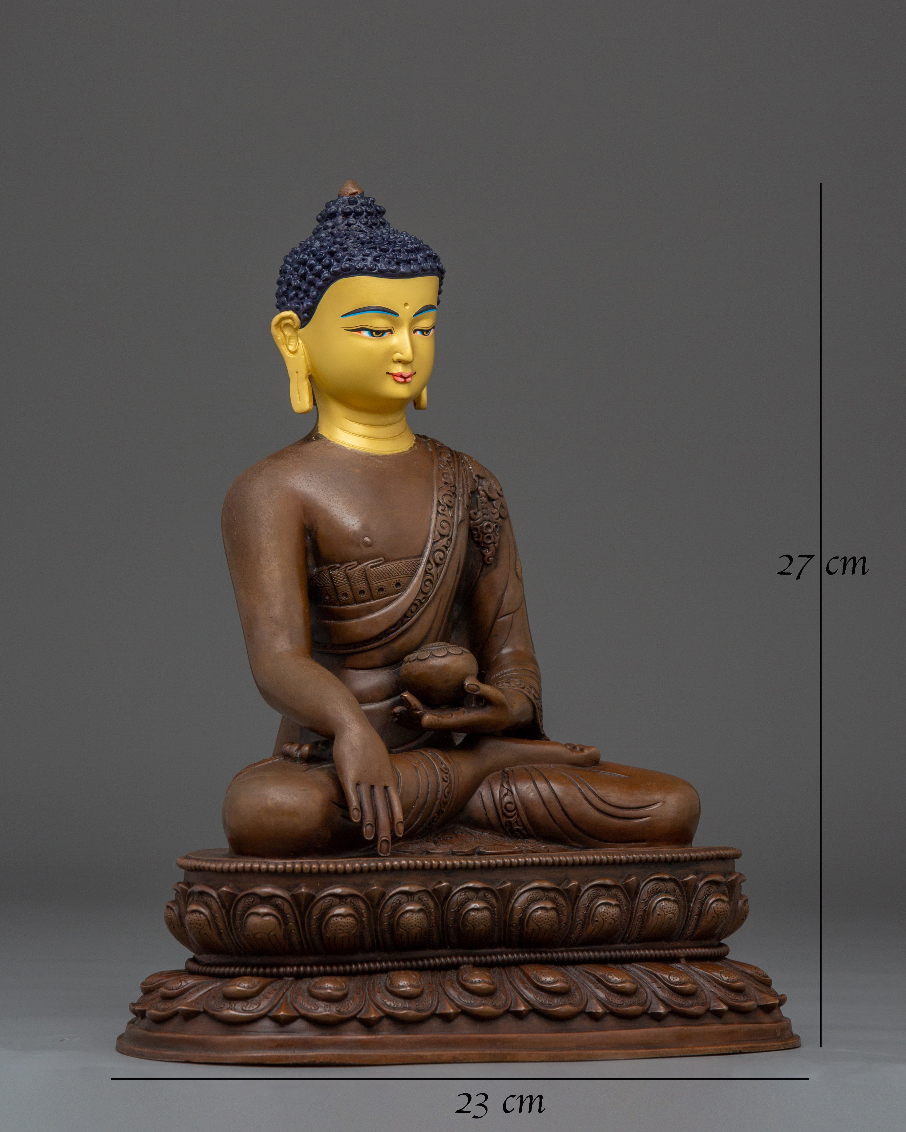 Shakyamuni Buddha Oxidized Copper Sculpture