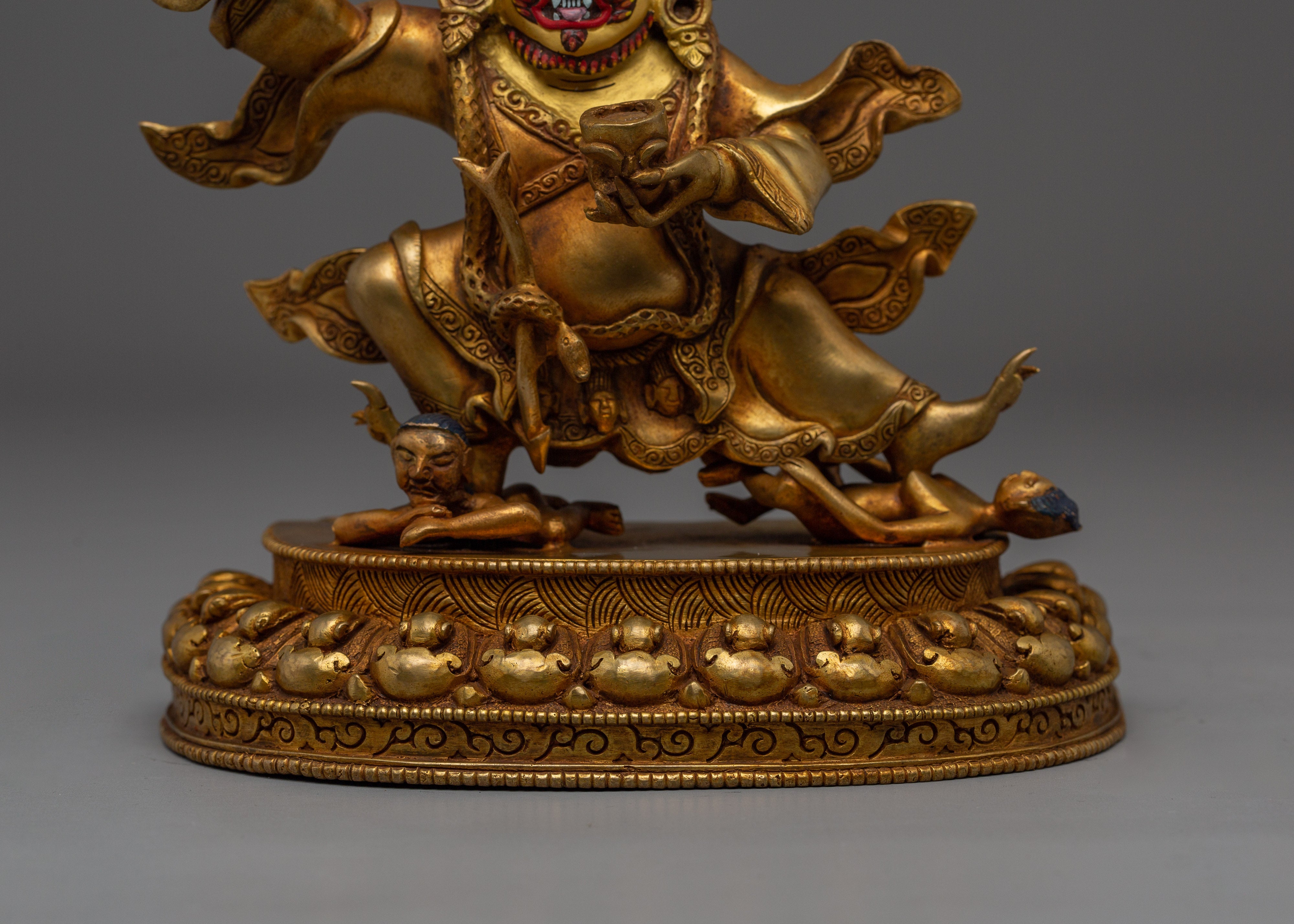 Mahakala Bernagchen Statue in 24K Gold | Handcrafted Buddhist Shrine Decor