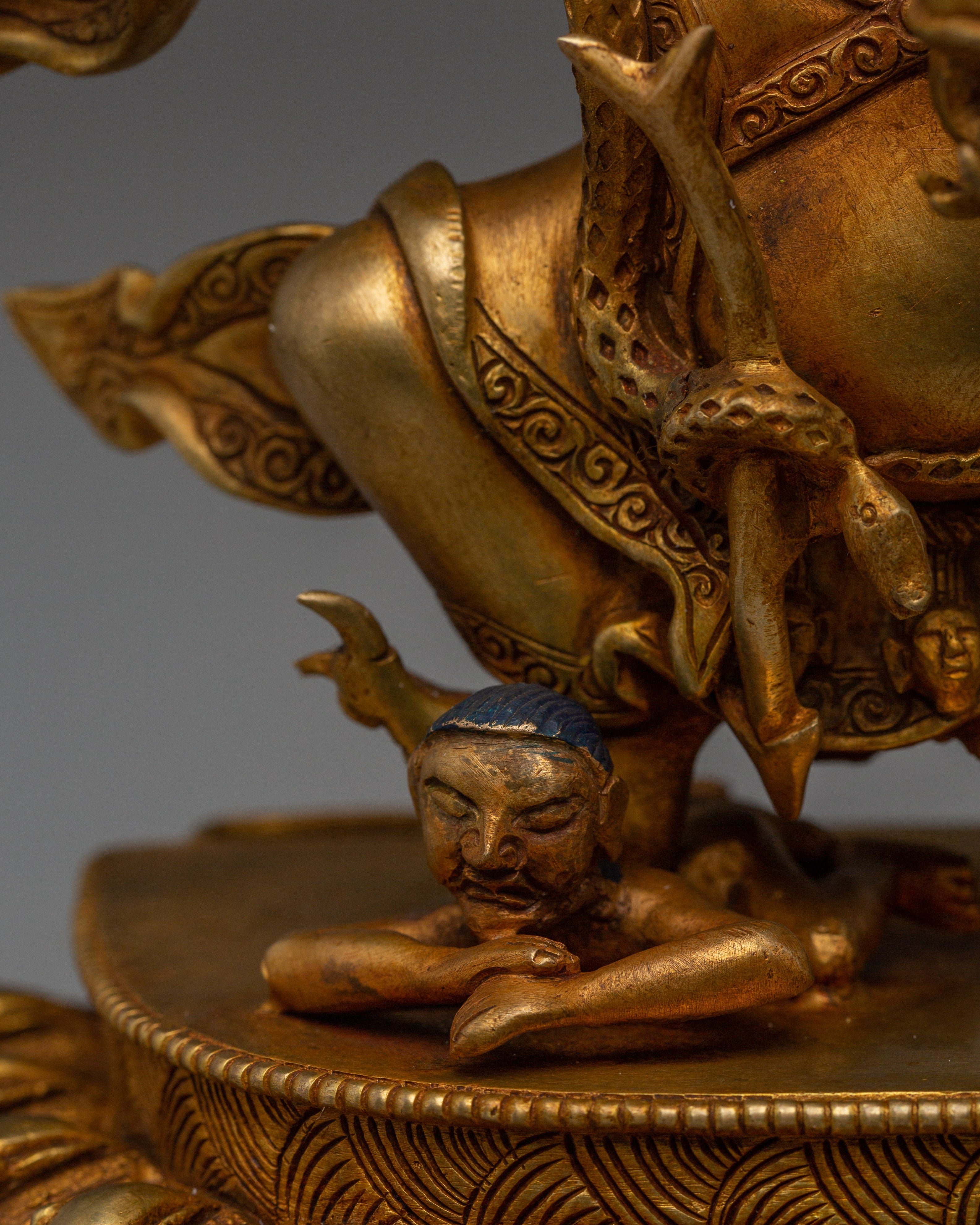 Mahakala Bernagchen Statue in 24K Gold | Handcrafted Buddhist Shrine Decor