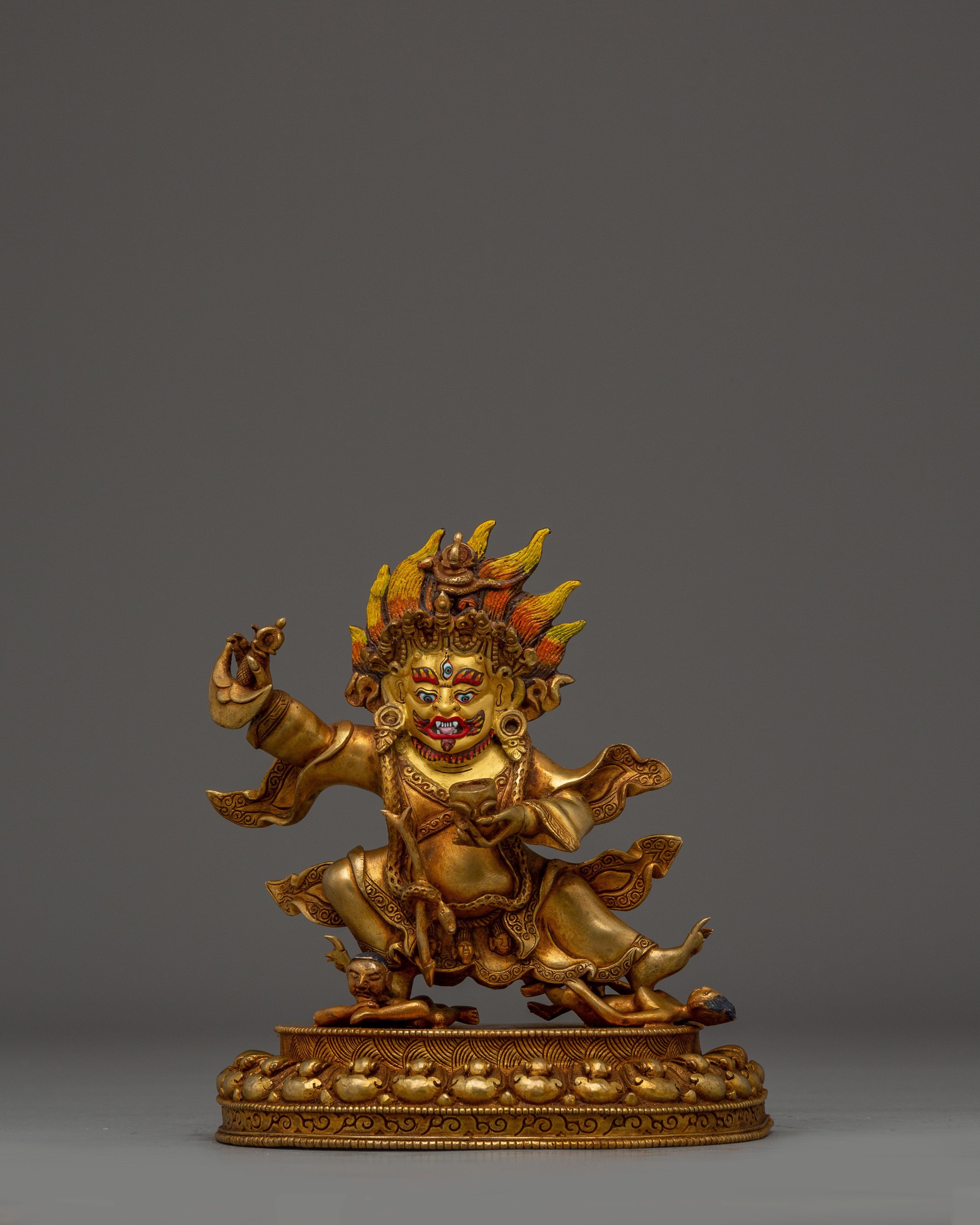 Mahakala Bernagchen Statue in 24K Gold | Handcrafted Buddhist Shrine Decor