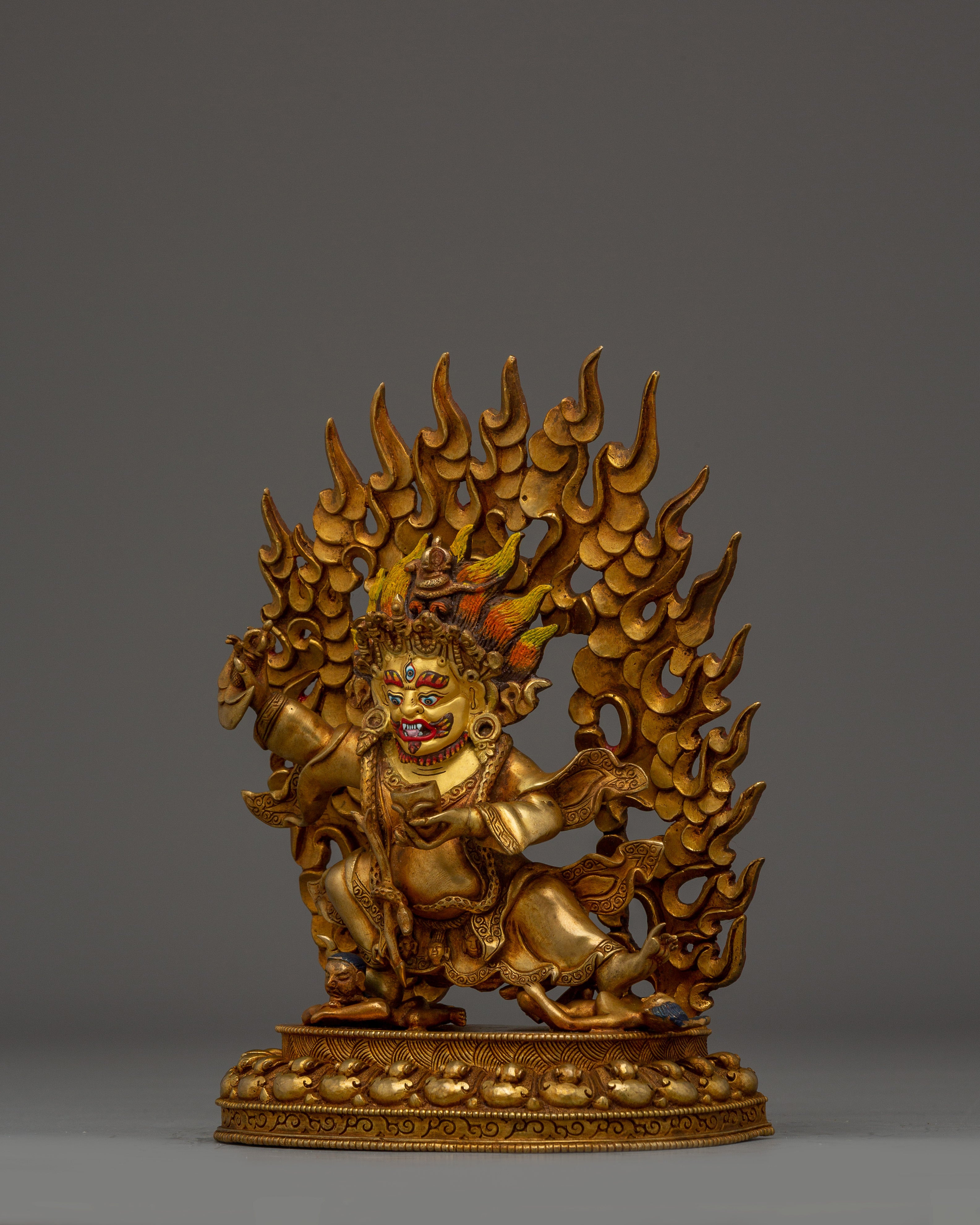 Mahakala Bernagchen Statue in 24K Gold | Handcrafted Buddhist Shrine Decor