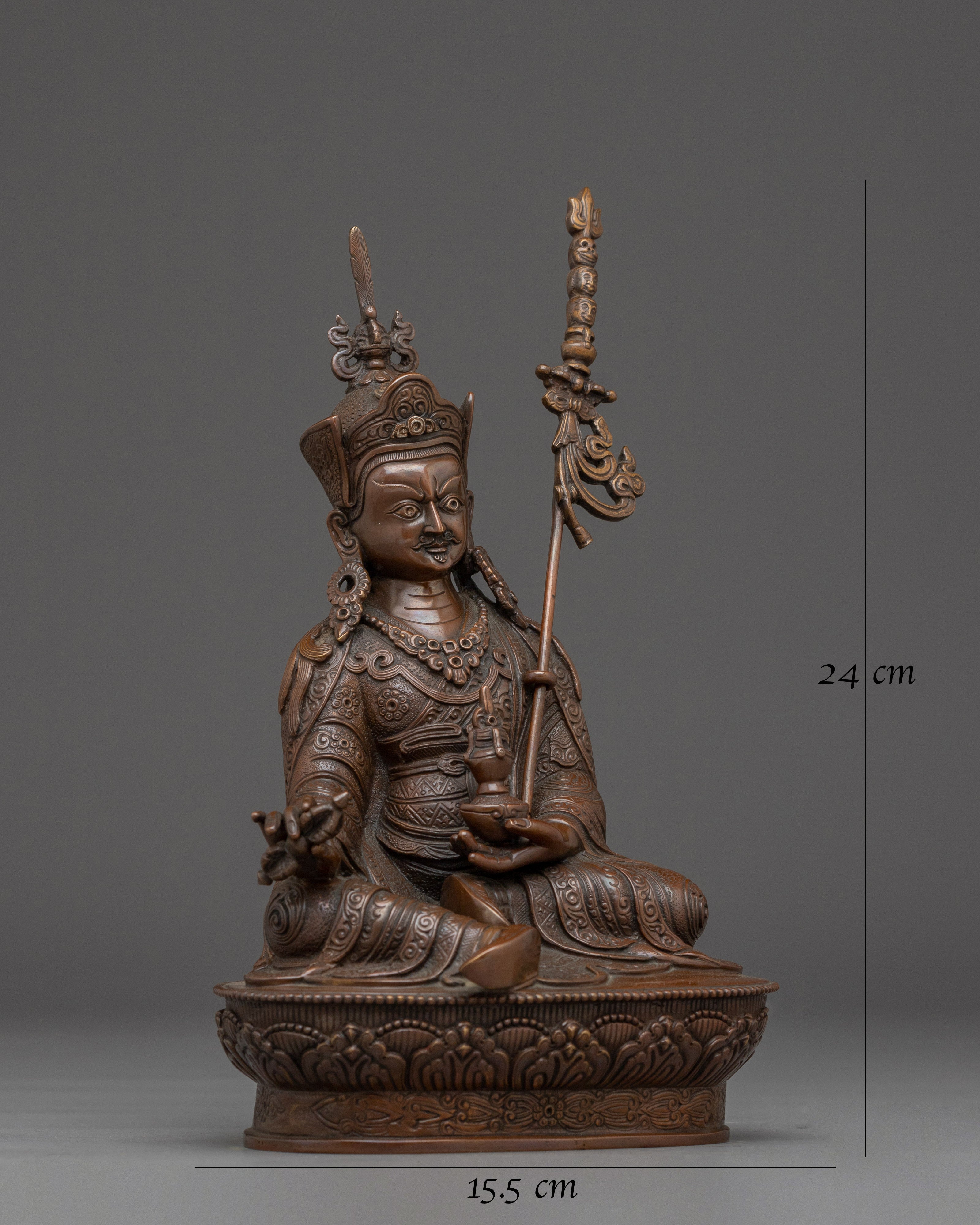 Oxidized Copper Guru Rinpoche Buddhist Statue