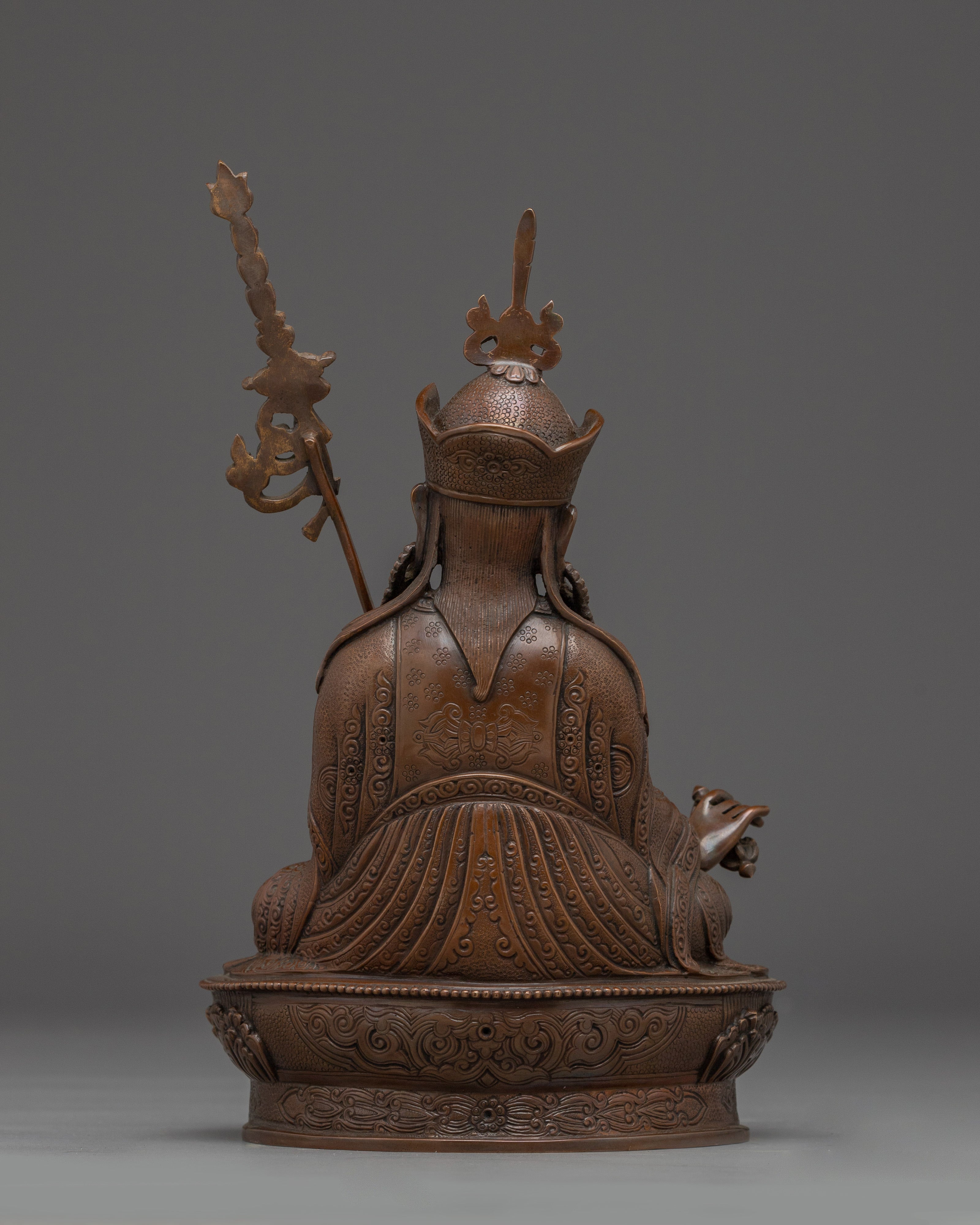 Oxidized Copper Guru Rinpoche Buddhist Statue | Sacred Padmasambhava for Shrine or Altar