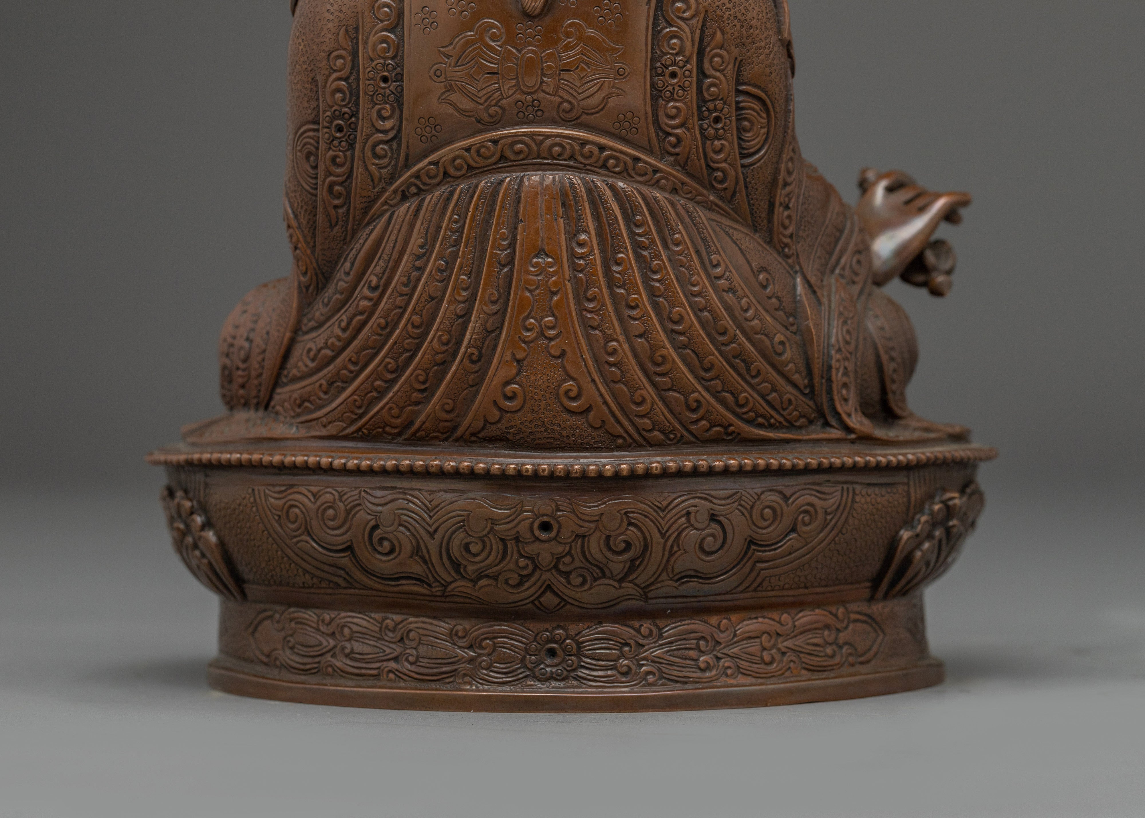 Oxidized Copper Guru Rinpoche Buddhist Statue | Sacred Padmasambhava for Shrine or Altar