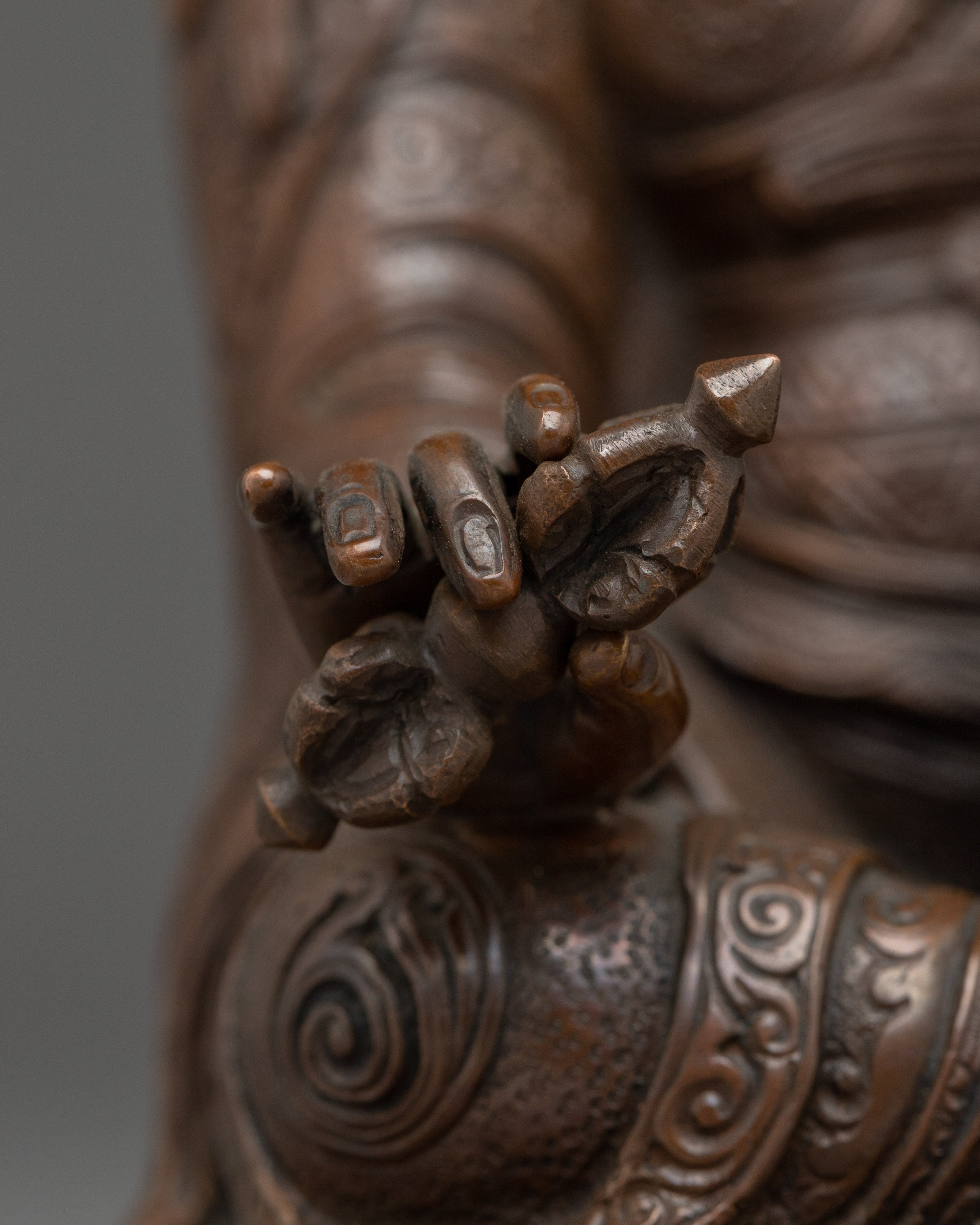 Oxidized Copper Guru Rinpoche Buddhist Statue | Sacred Padmasambhava for Shrine or Altar