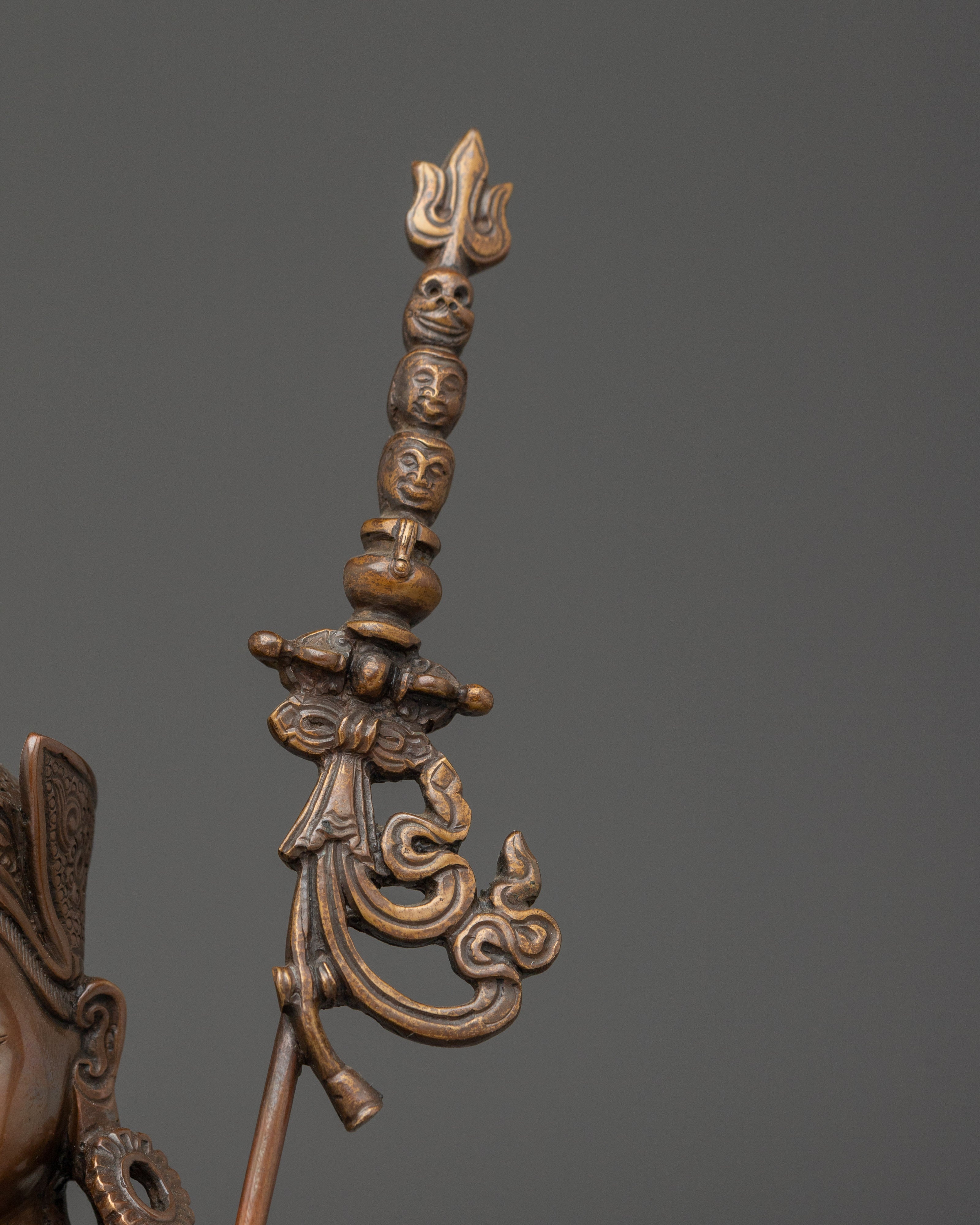 Oxidized Copper Guru Rinpoche Buddhist Statue | Sacred Padmasambhava for Shrine or Altar