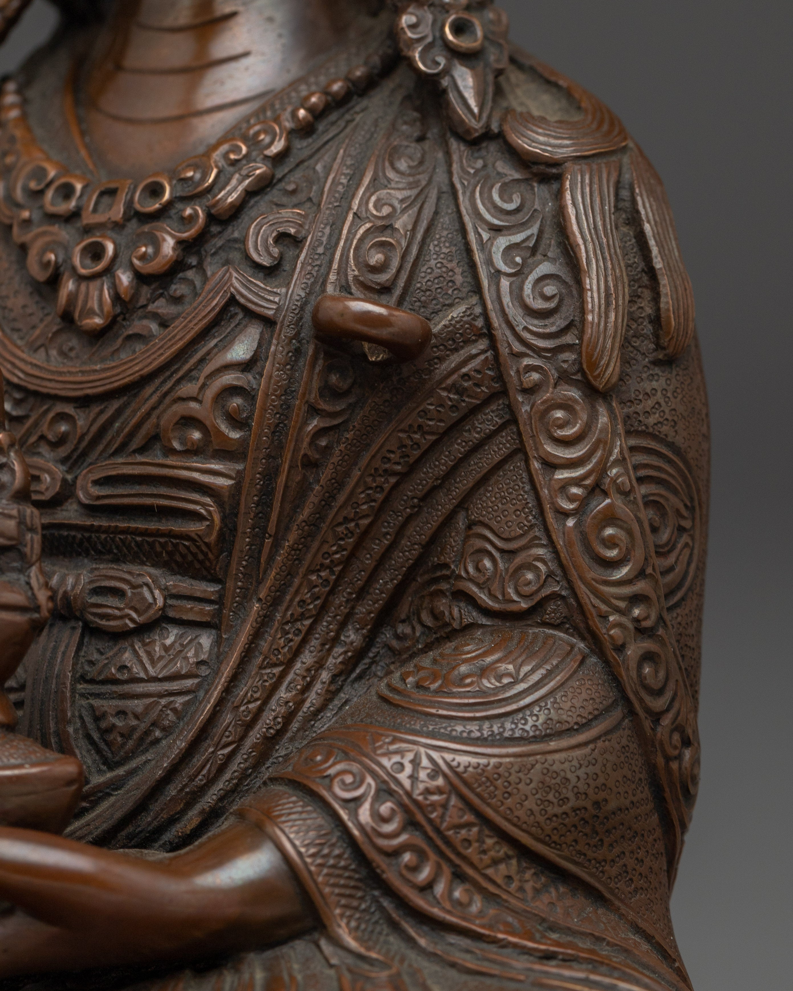 Oxidized Copper Guru Rinpoche Buddhist Statue | Sacred Padmasambhava for Shrine or Altar