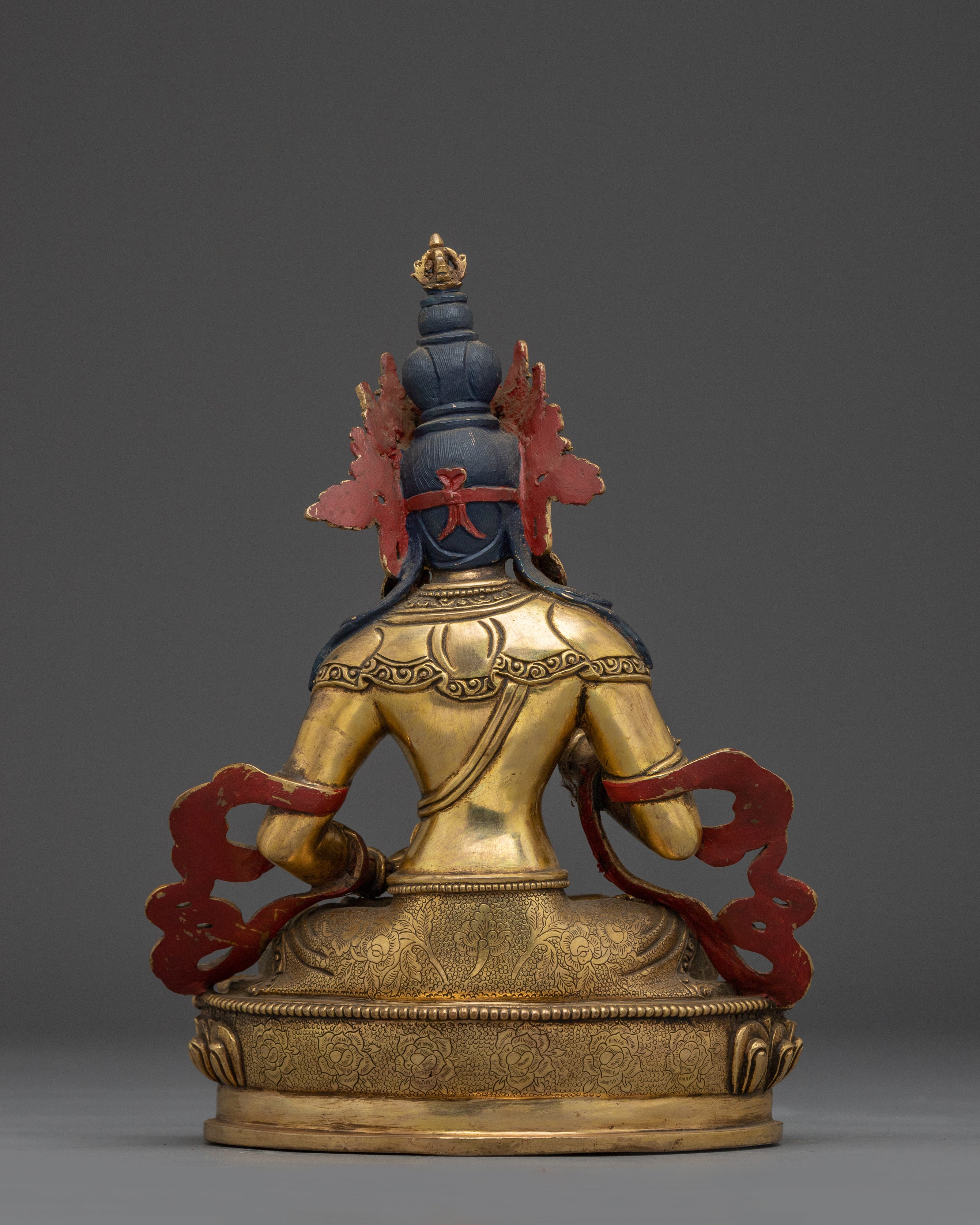 Gold Vajrasattva Statue with Gemstones | Copper Buddhist Deity for Altar and Purification