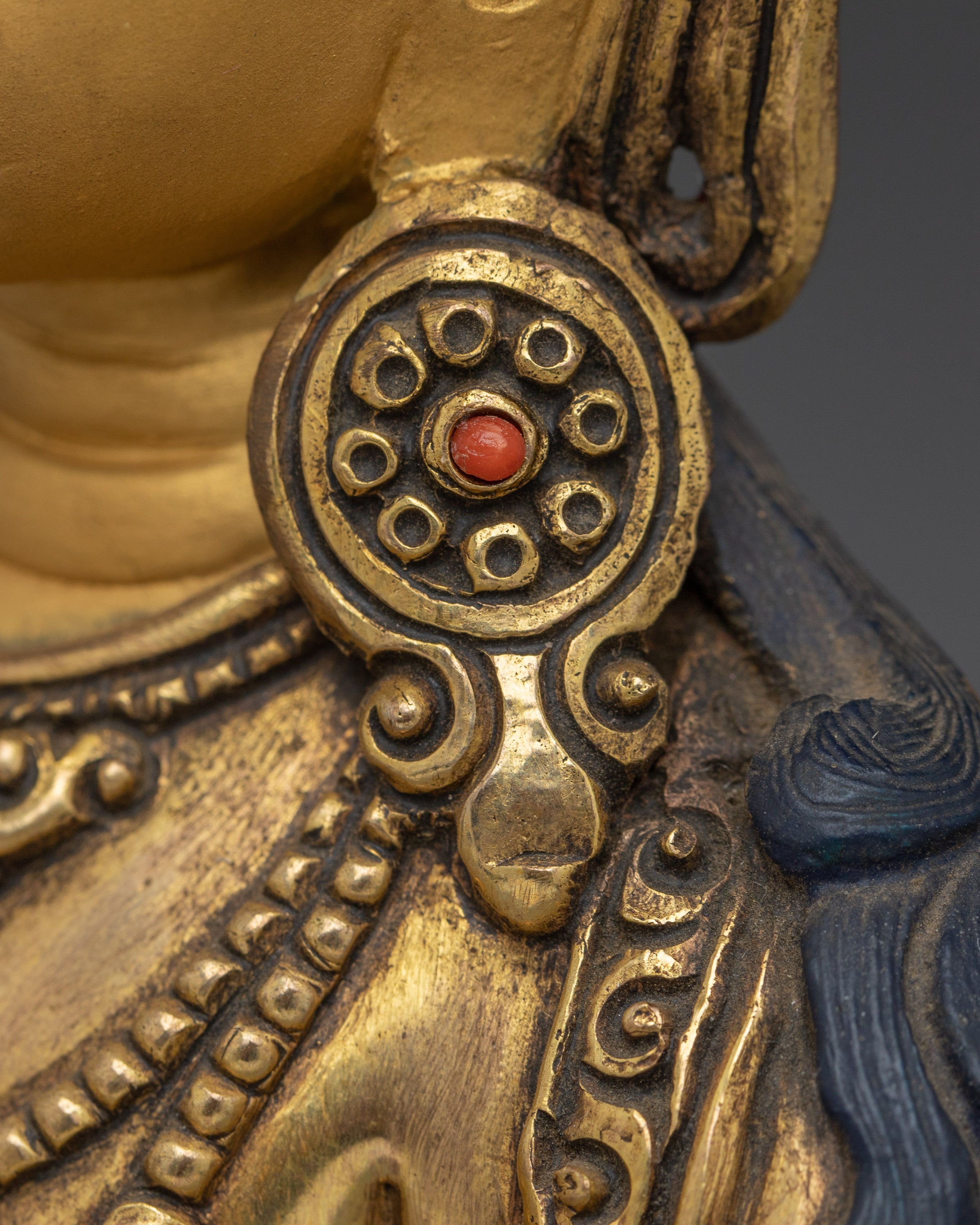 Gold Vajrasattva Statue with Gemstones | Copper Buddhist Deity for Altar and Purification