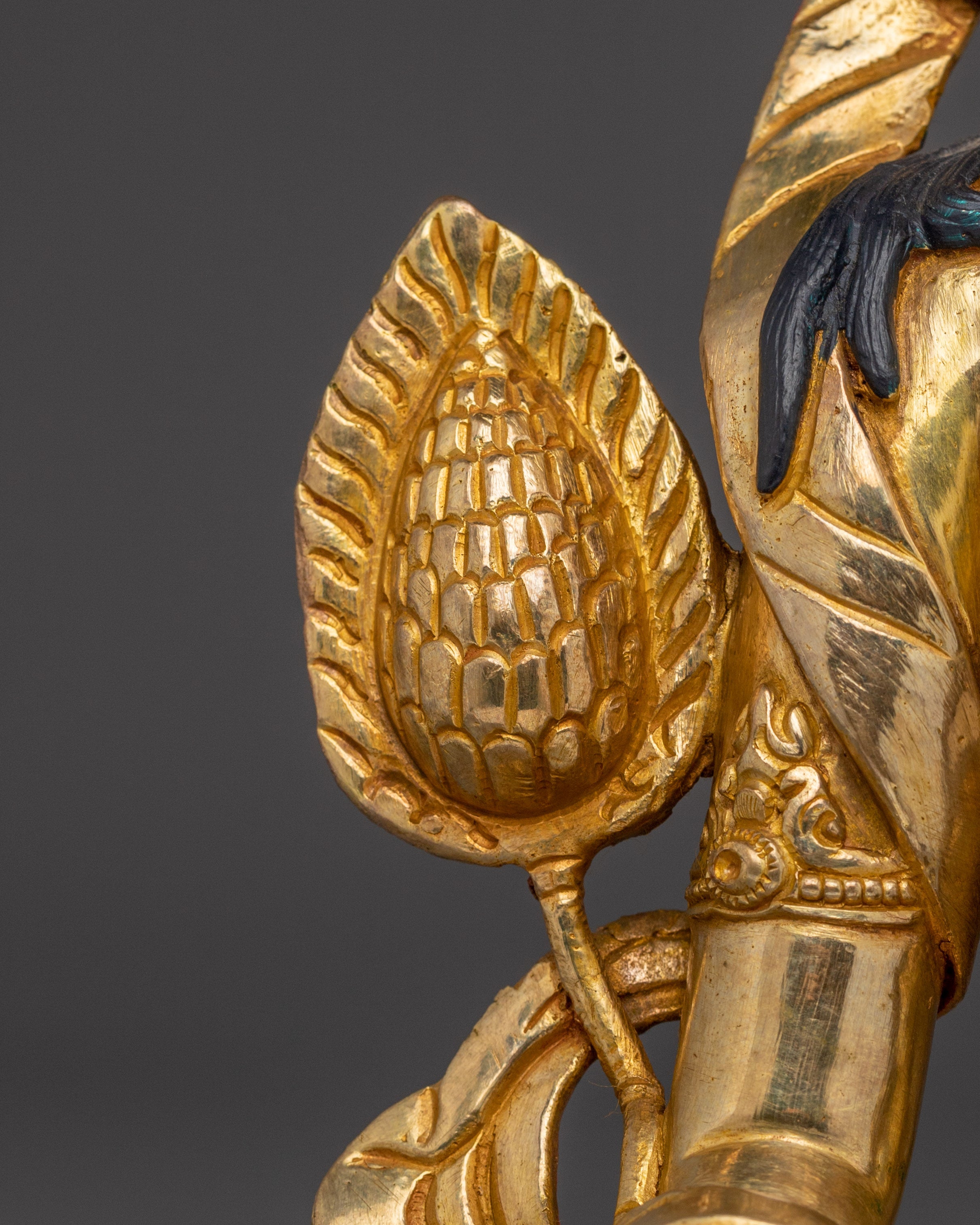 Gold Gilded Kshitigarbha Statue | Copper Buddhist Bodhisattva Sculpture for Altar